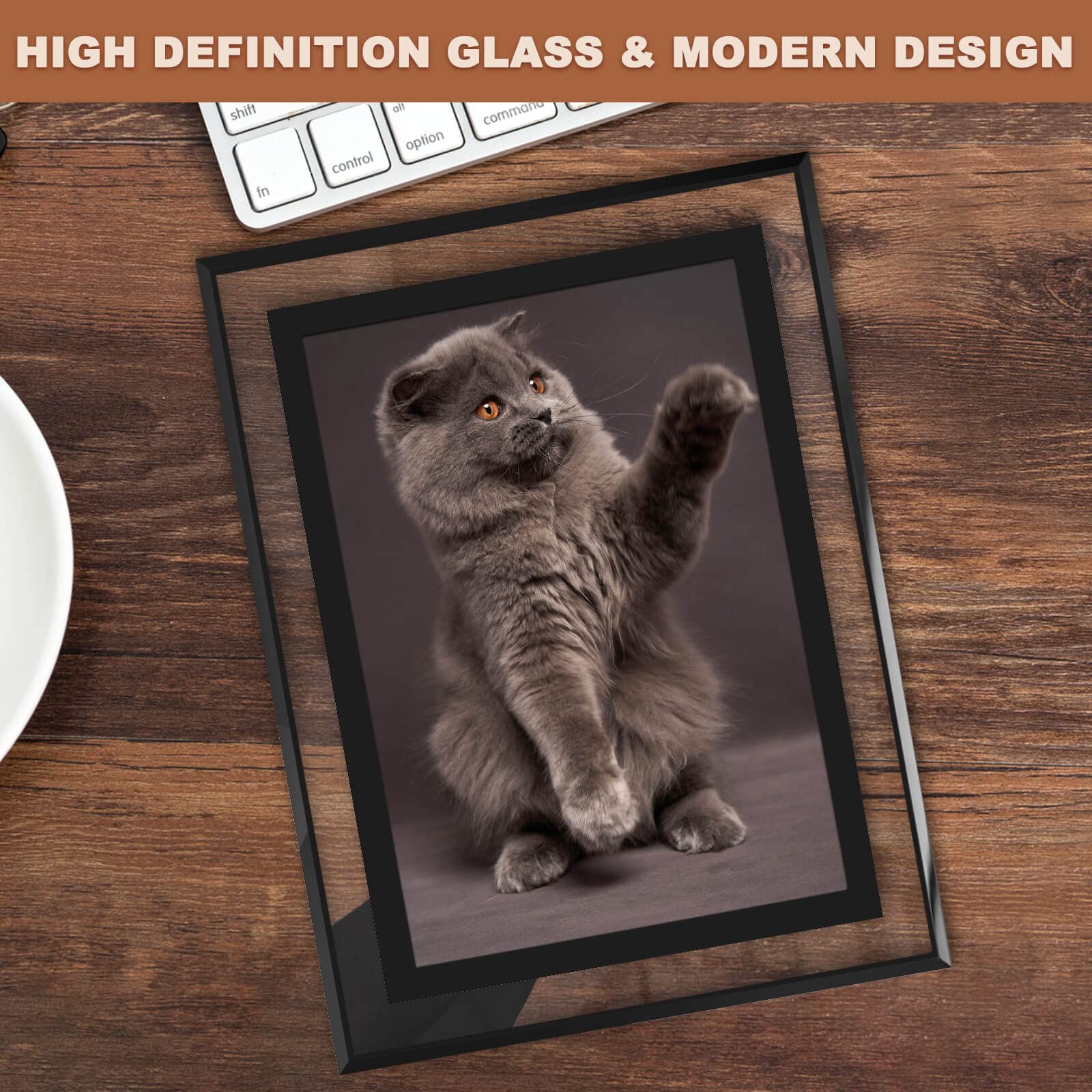 IZIDDO 5x7 Picture Frames Set of 2, Black Glass Photo Frame, Only for Tabletop Display, Gift Picture Frame, Horizontally or Vert