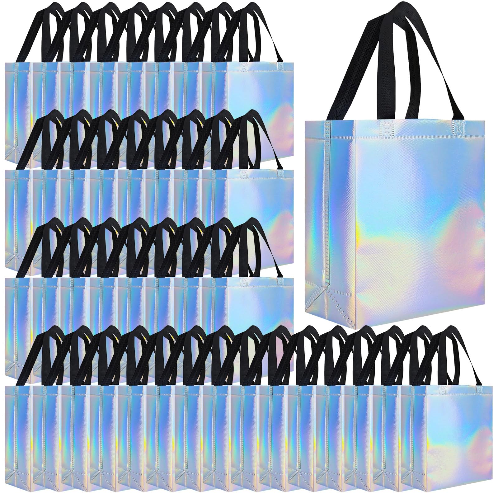 Eccliy 80 Pieces Gift Bags Set Glossy Reusable Tote with Handles Grocery Bags for Wedding, Halloween, Thanksgiving, Christmas(Me