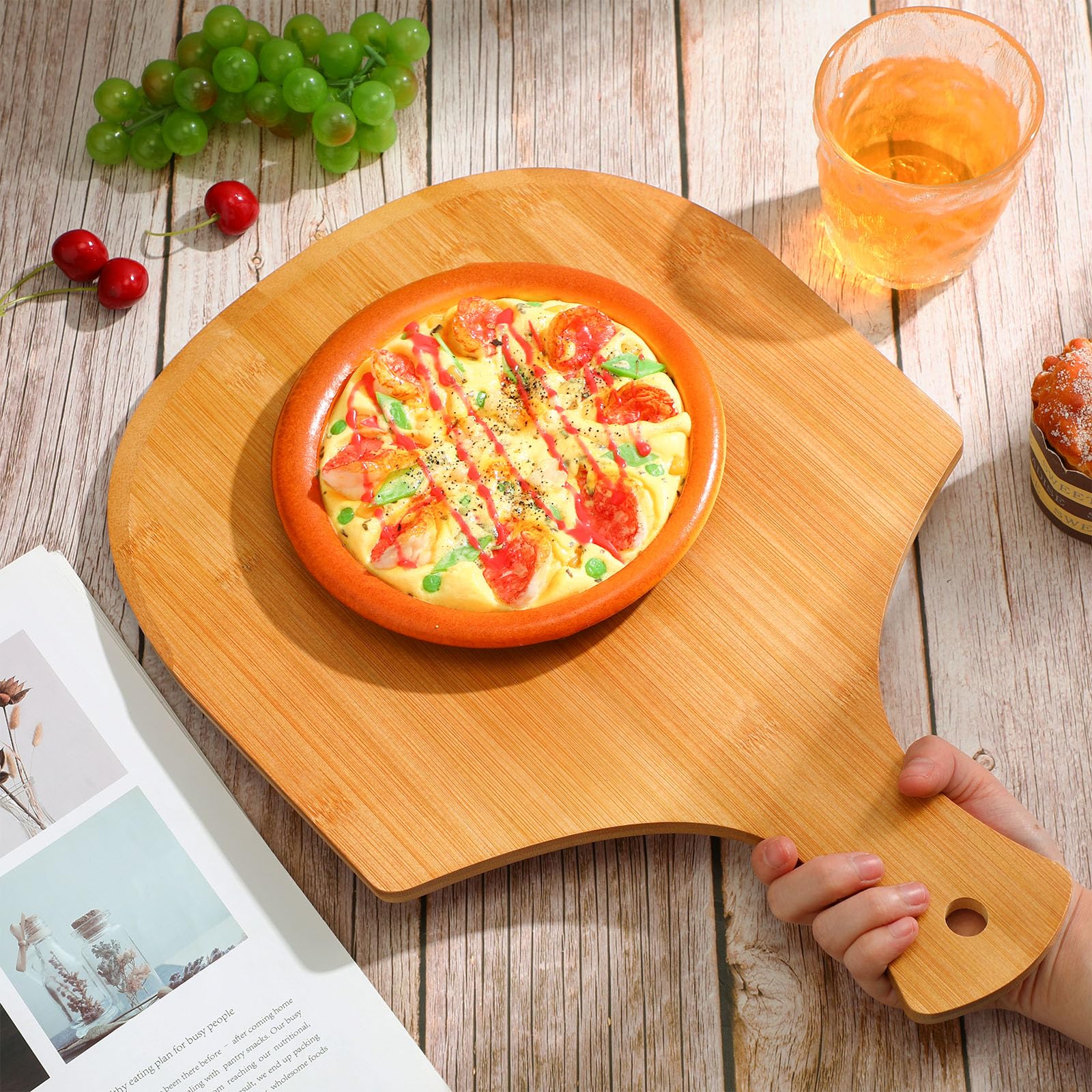 Roshtia 12 Pcs Bamboo Pizza Peel, 17 X 12 Inches Wooden Pizza Peels For Making Pizza Wooden Pizza Paddle With Handle Hanging Piz