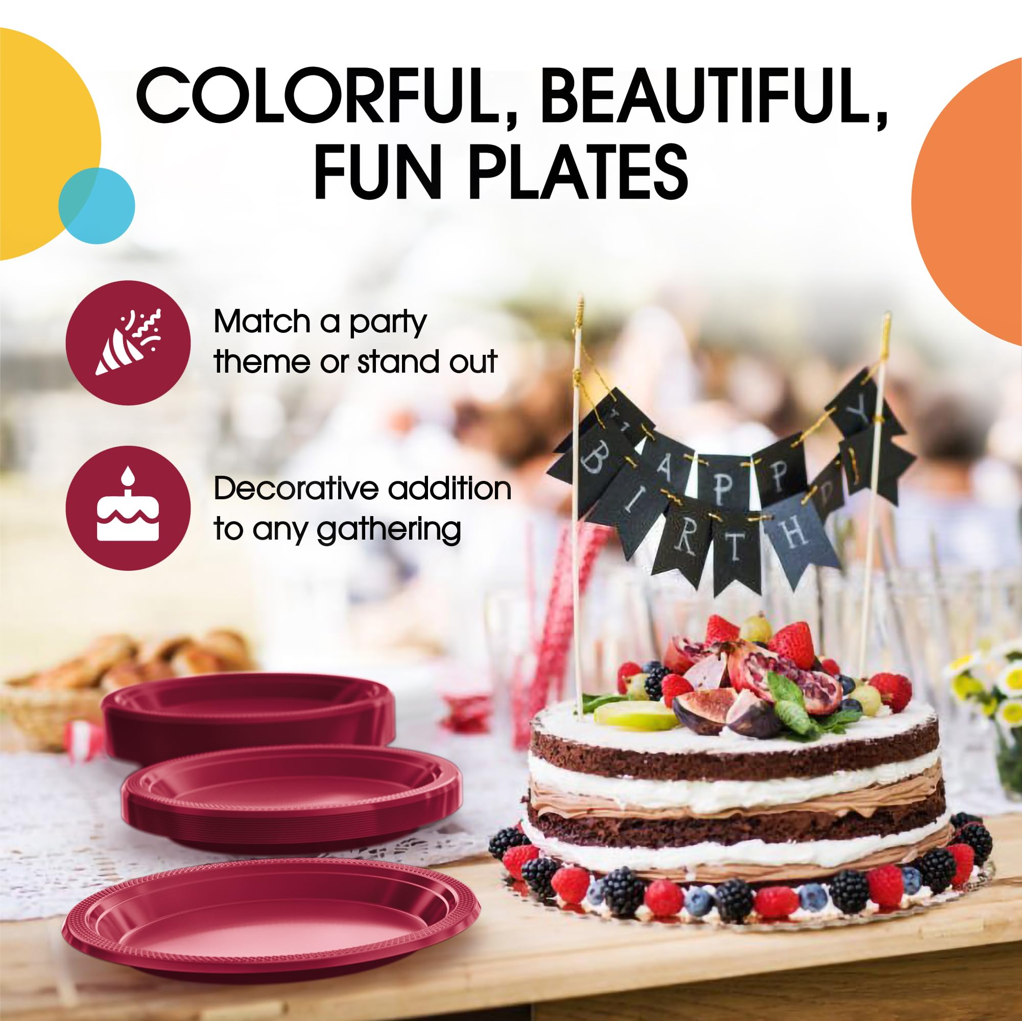 Exquisite Burgundy Plastic Plates For Party 7 Burgundy Disposable Plates For Party Supplies 100 Pcs Disposable Dinner Plate He