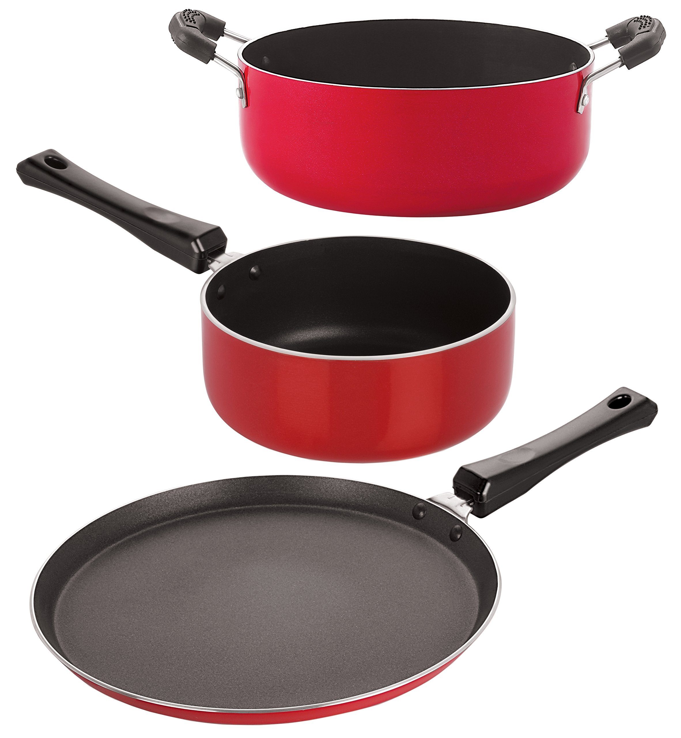 Nirlon Nonstick Aluminium Pfoa Free Cookware Utencil Set With Bakelite Handle For Superior Grip