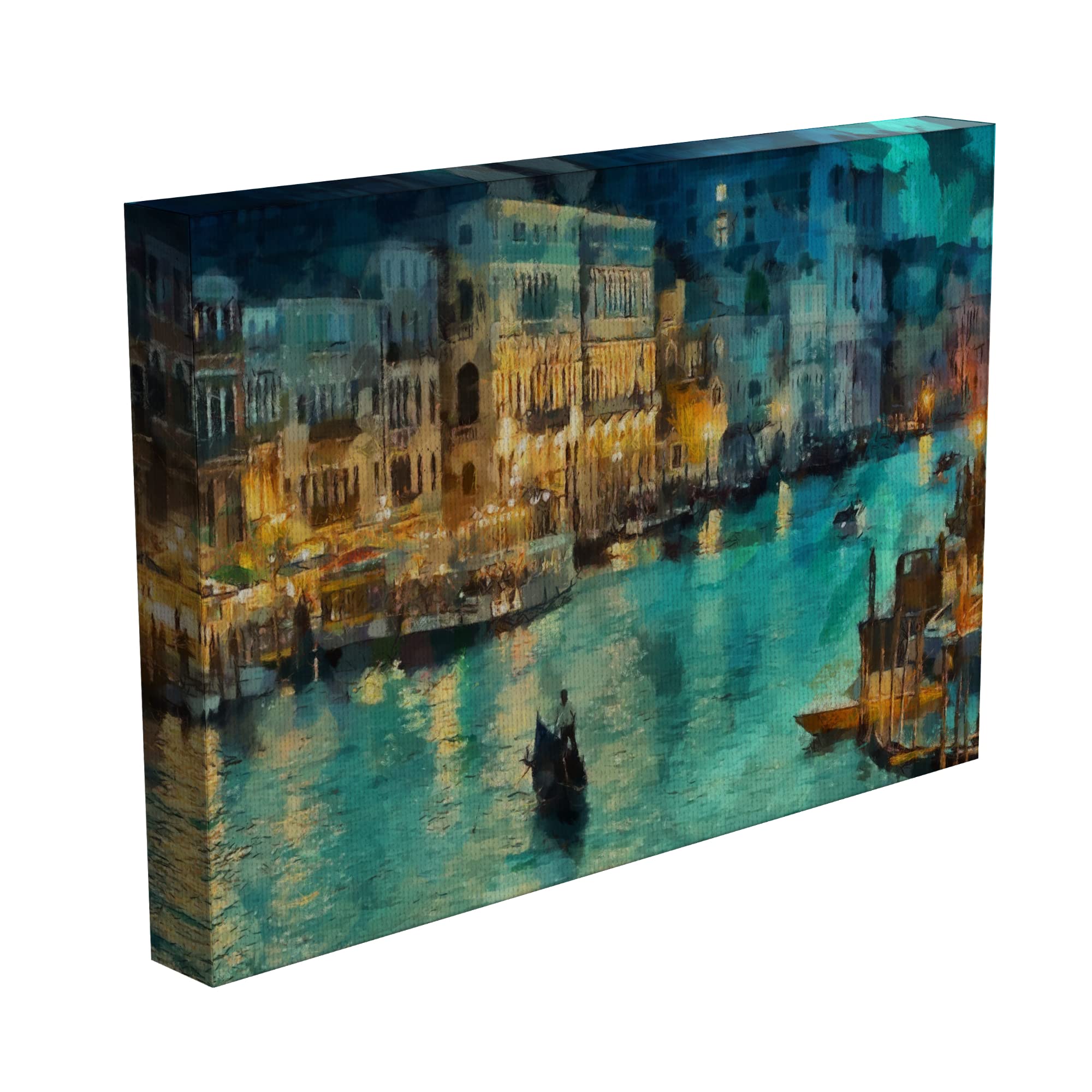 Inephos Framed Canvas Painting - Beautiful Night Venice Art Wall Painting For Living Room, Bedroom, Office, Hotels, Drawing Room