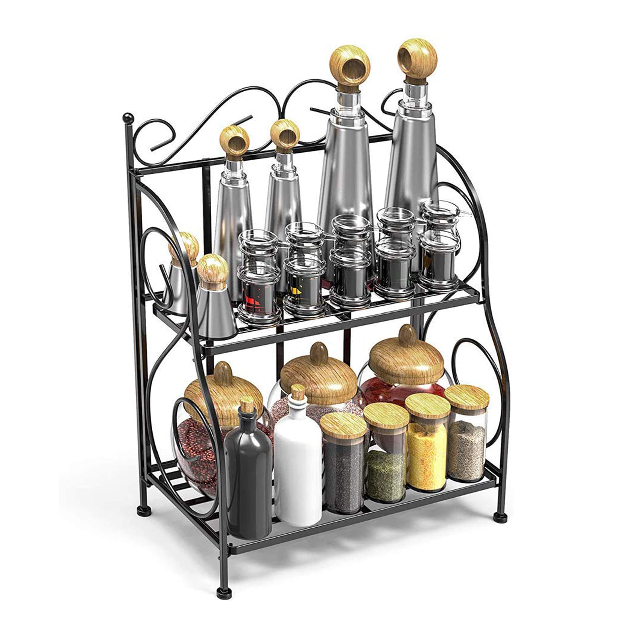 Craftcastle Cast Iron Spice Rack Shelf Organiser, Medium, Black