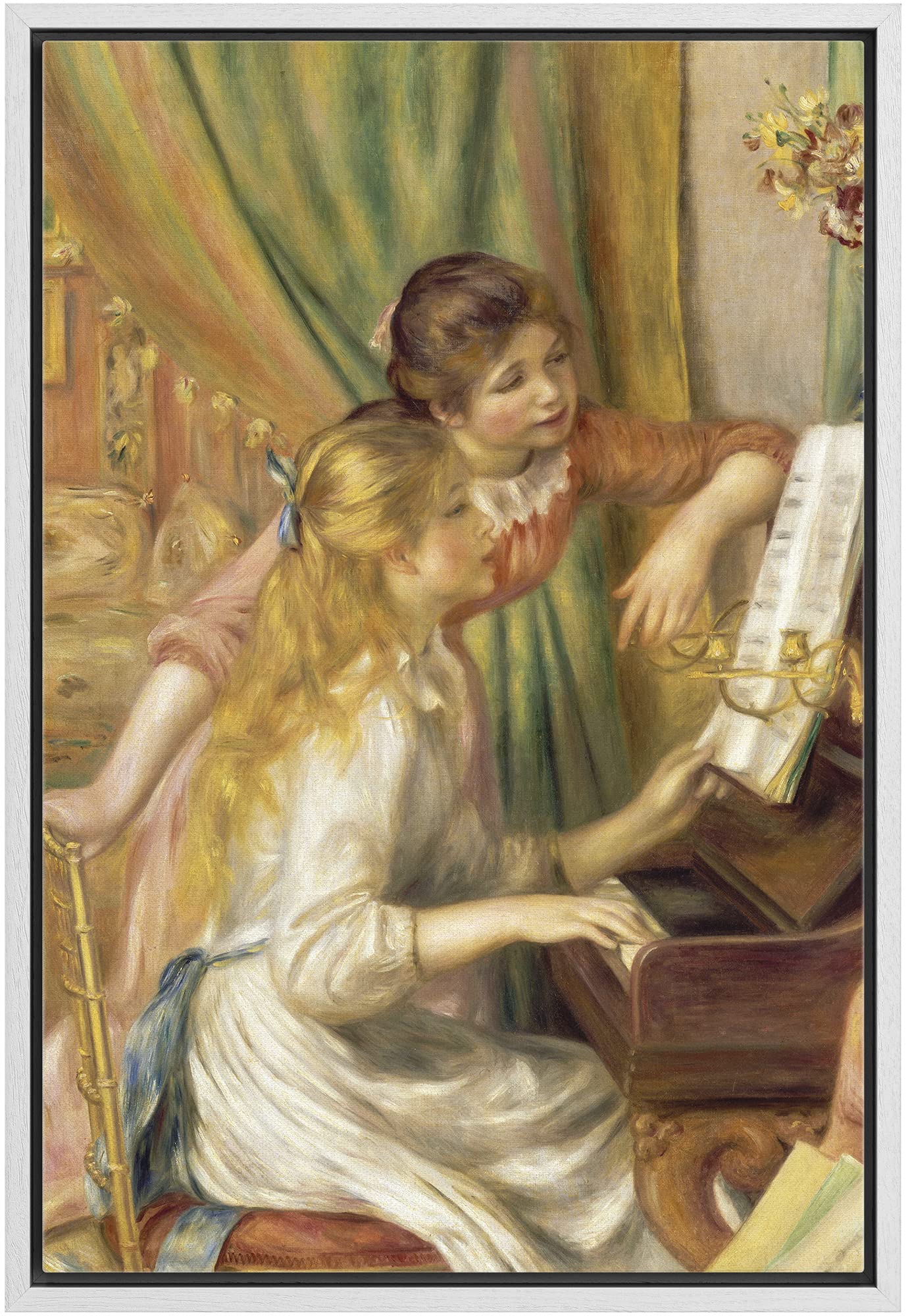 Wall26 Framed Canvas Print Wall Art Young Girls At The Piano By Pierre Renoir People Historic Illustrations Fine Art Traditional