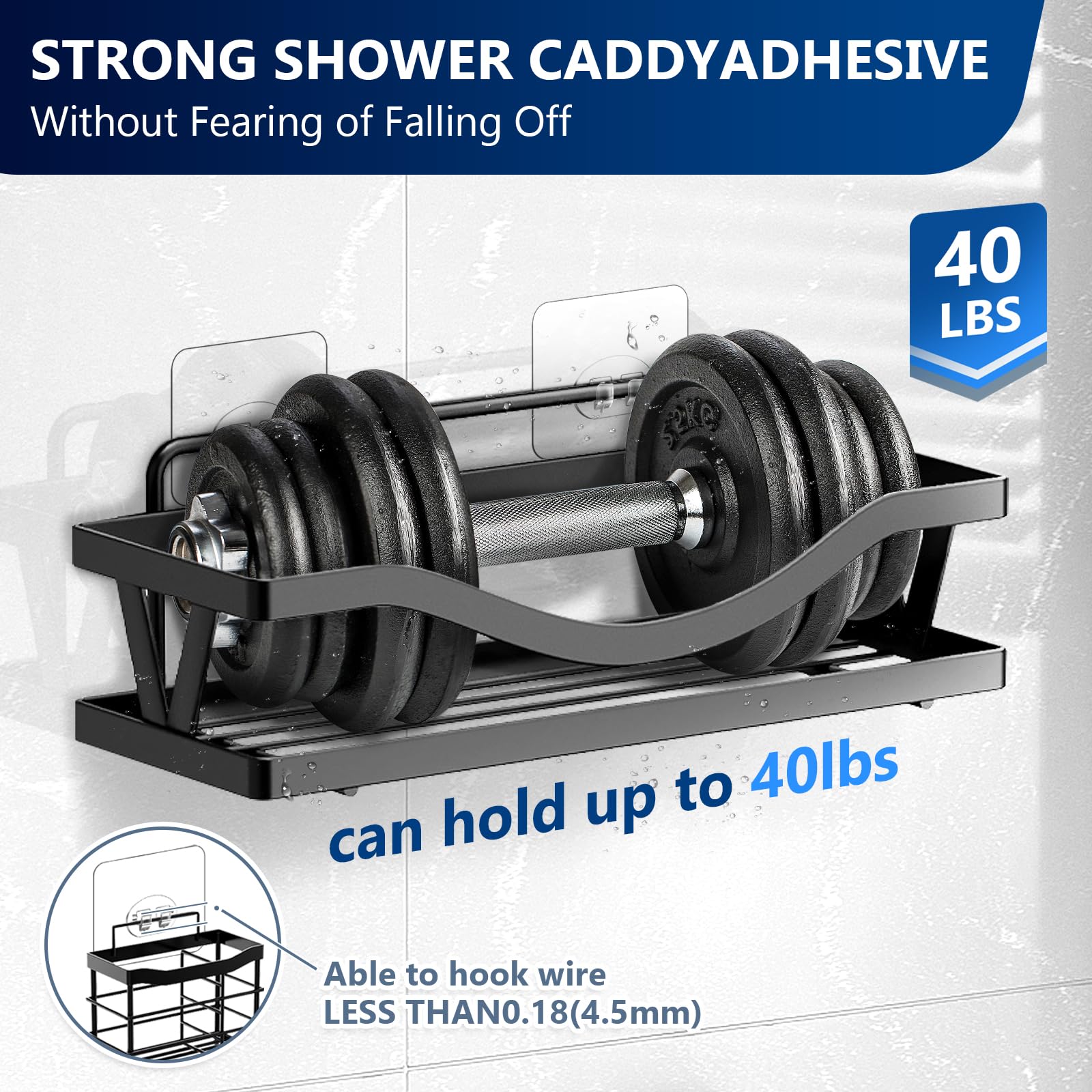 Fgsaeor 14-Pack Shower Caddy Adhesive Single Hooks For Replacement, Shower Holder Organizer Self Adhesive Wall Hooks For Bathroo