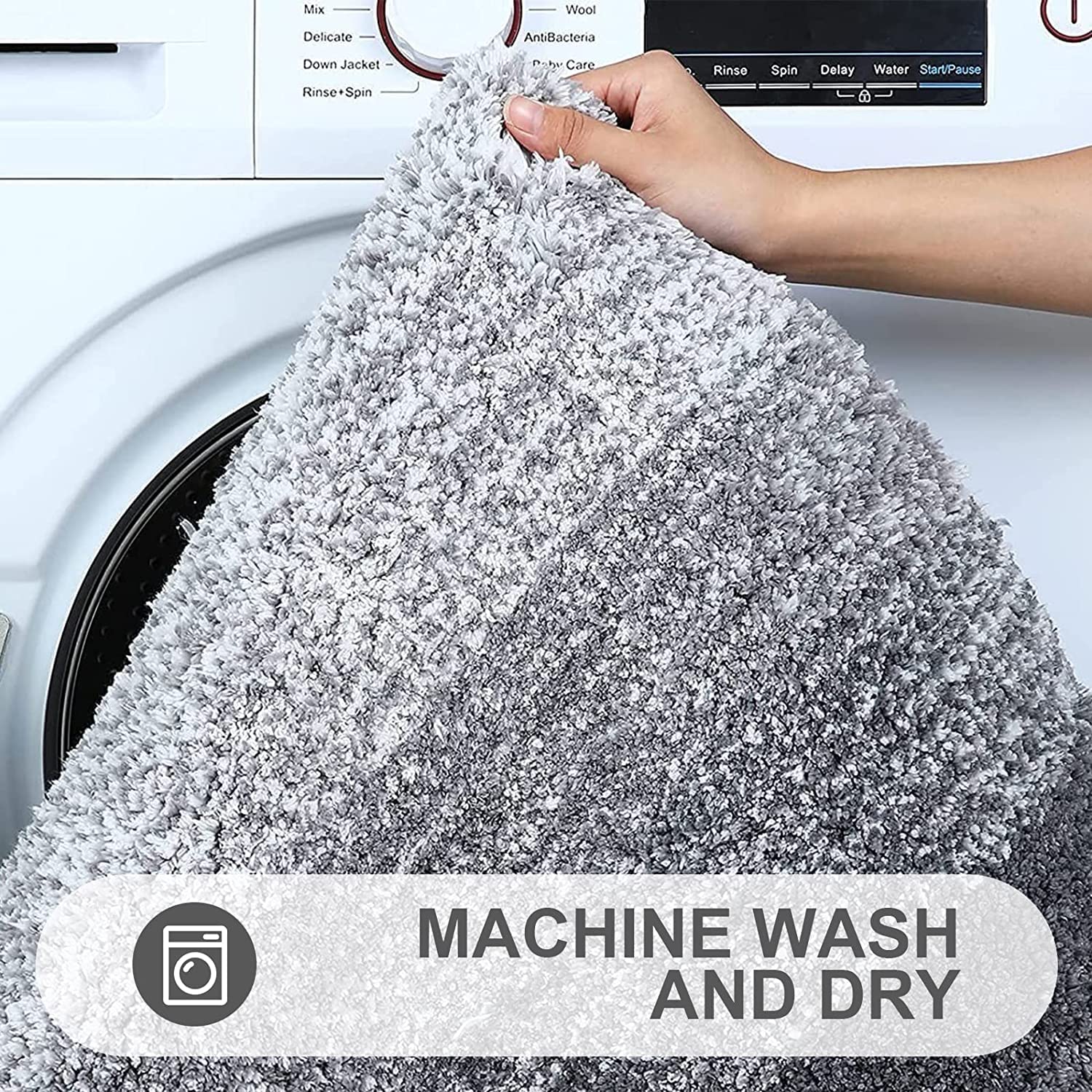OLANLY Luxury Toilet Rugs U-Shaped 24x20  Extra Soft and Absorbent Microfiber Bathroom Rugs  Non-Slip Plush Shaggy Toilet Bath Mat  Machine Wash Dry  Contour Bath Rugs for Toilet Base  Grey
