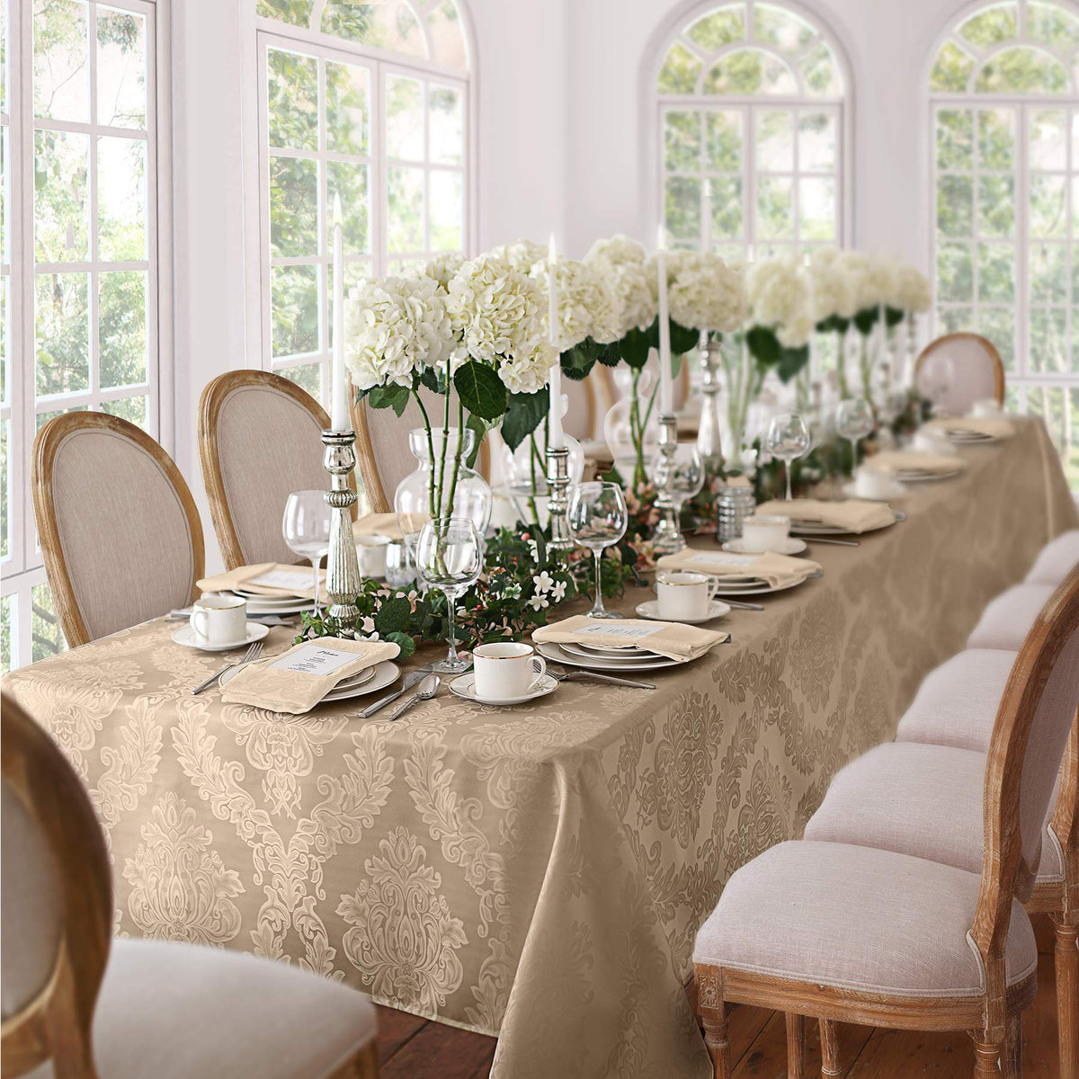 Newbridge Barcelona Luxury Damask Fabric 100% Polyester No Iron Soil R ...