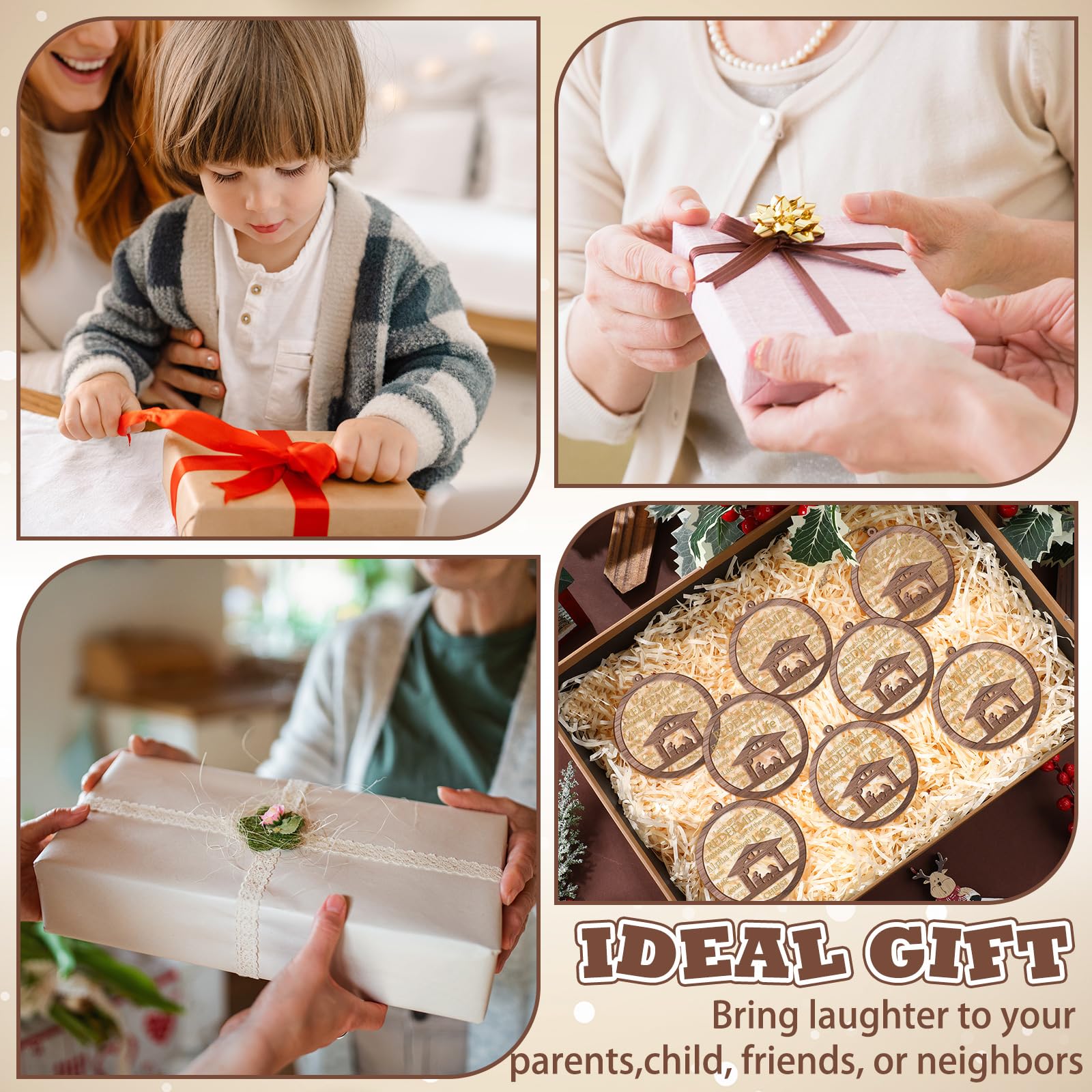 CroBlissful 36 Pack Christmas Nativity Scene Ornaments Bulk Wooden Christian Religious Catholic Gifts Nativity Story Jesus Mary