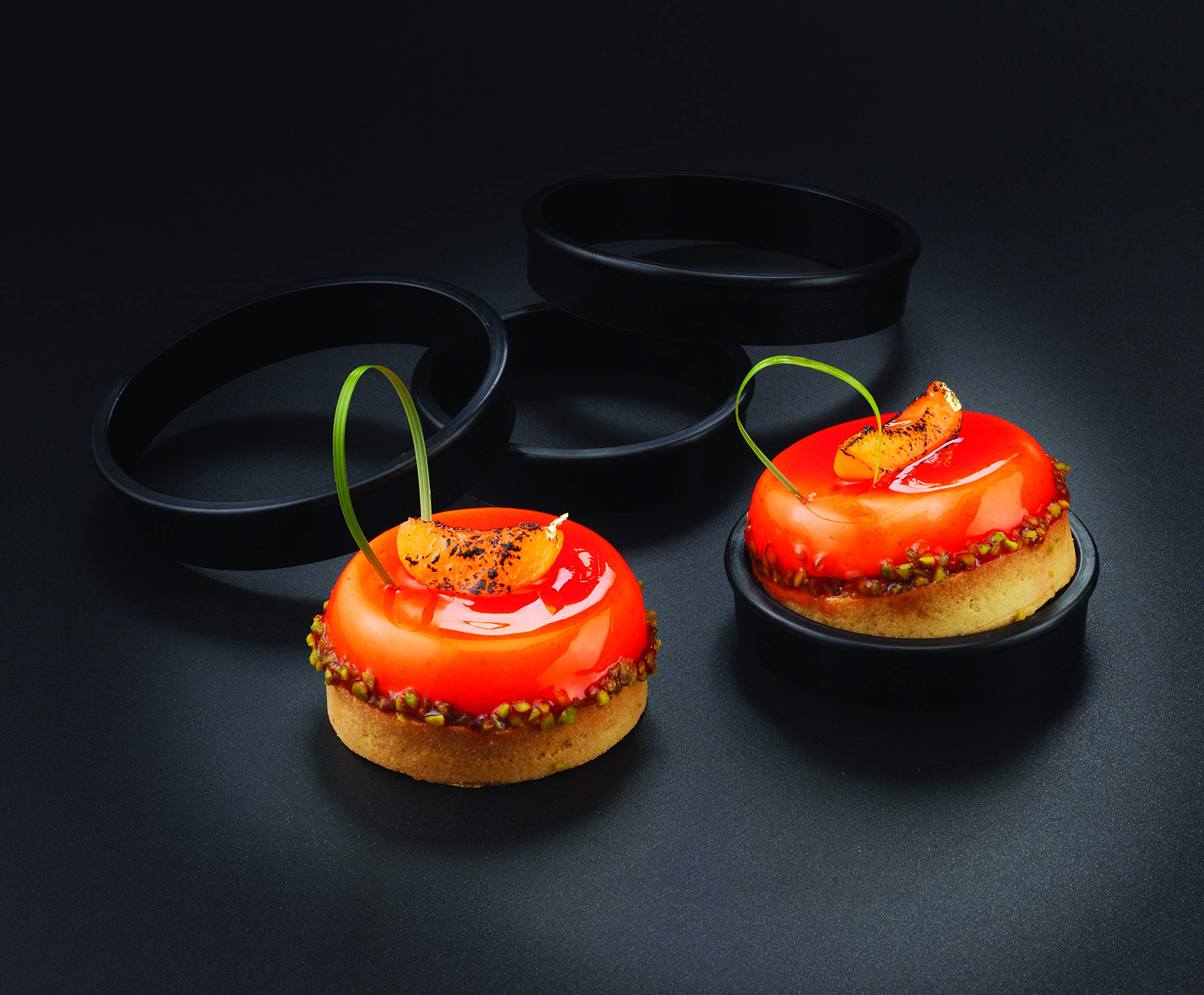 Matfer Bourgeat 346701 Exoglass Tart Rings, 2-1/3-Inch, Black