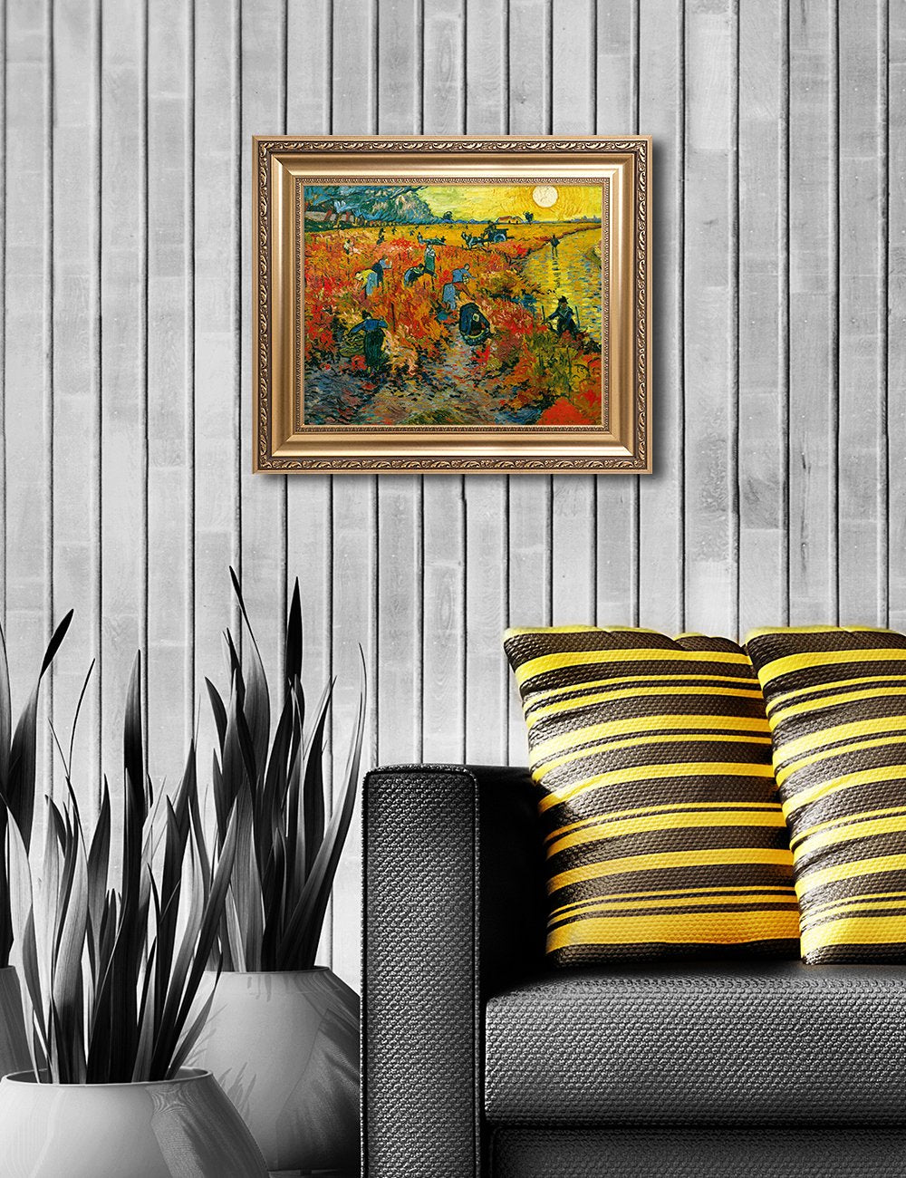 Decorarts - The Red Vineyards, Vincent Van Gogh Art Reproduction. Giclee Prints Match With Golden Framed For Wall Decor. Picture