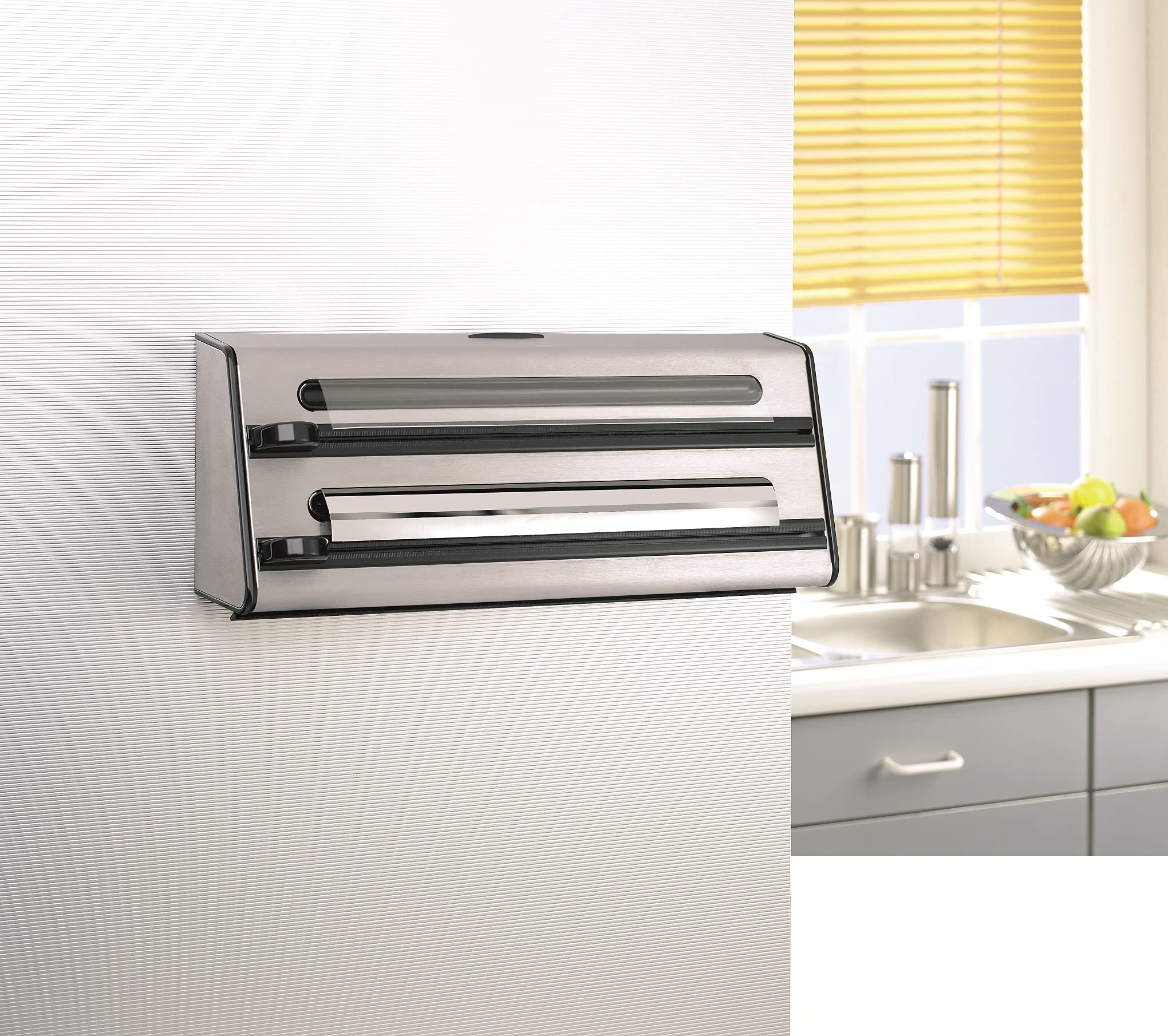 Emsa Triple Roll Dispenser ''Contura'' Of Stainless Steel, Silver/Black