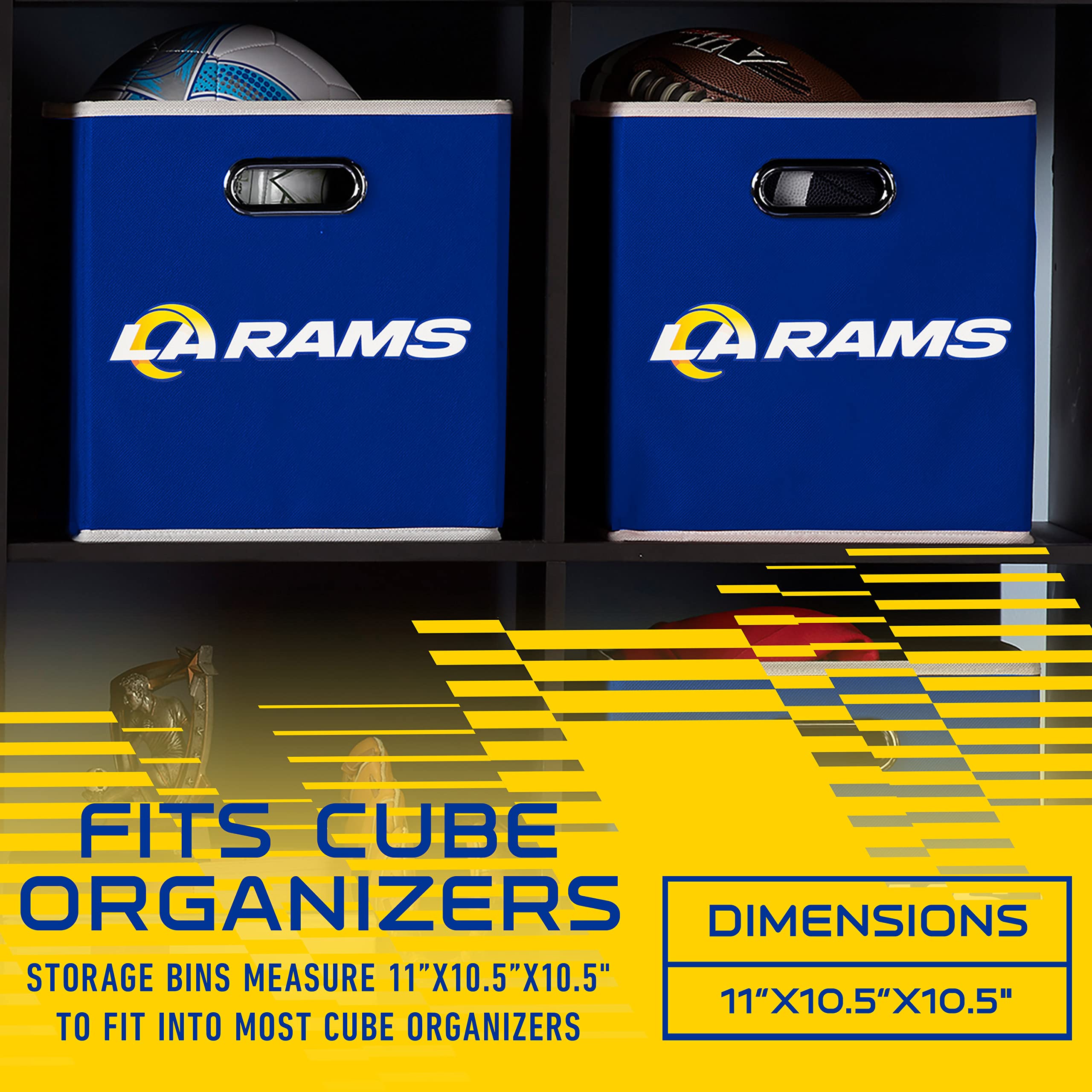 Franklin Sports Nfl Los Angeles Rams Collapsible Storage Bin Nfl Folding Cube Storage Container Fits Bin Organizers Fabric Nfl T