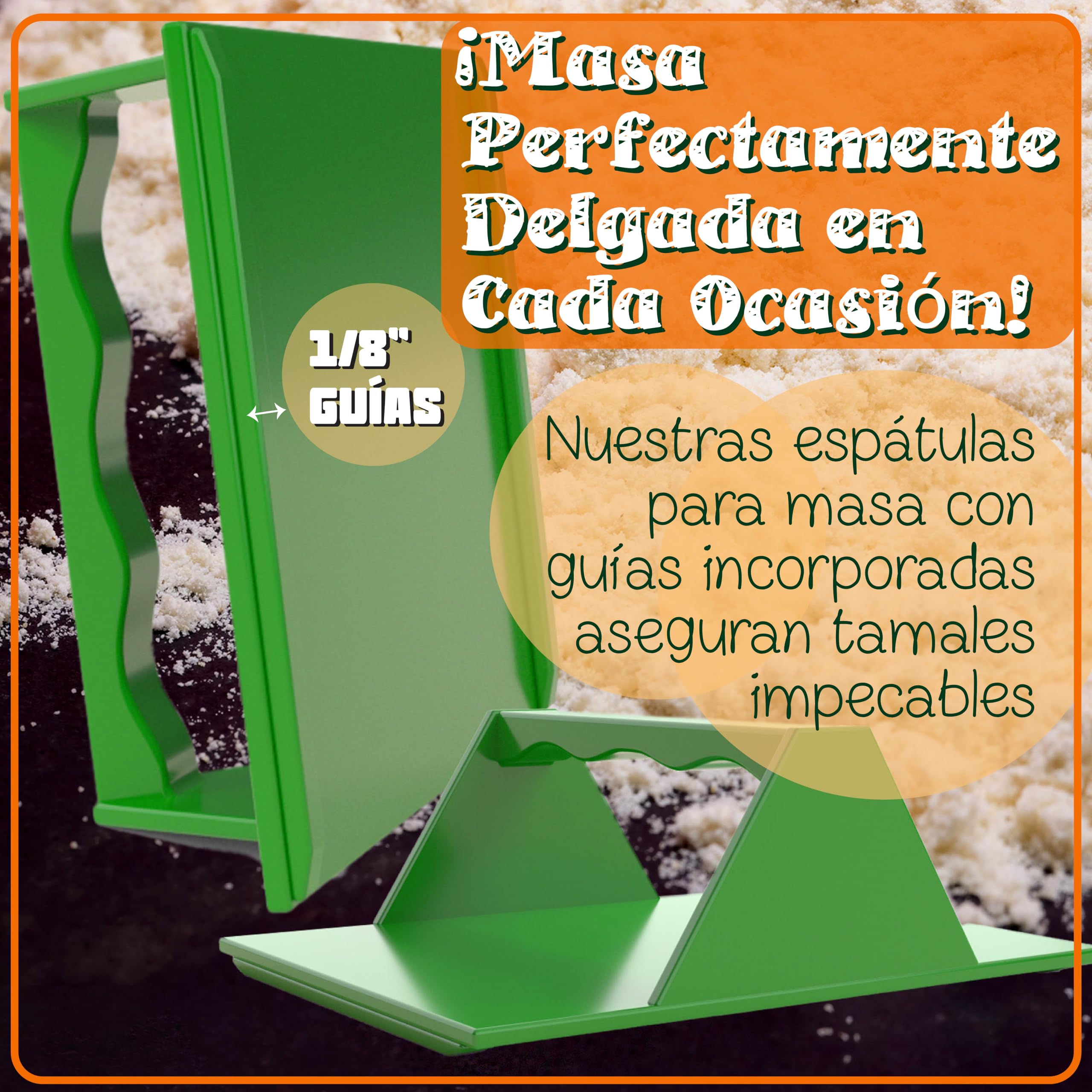 Mindful Design Tamales Masa Spreader - Easy Grip Ergonomic Handle, Green, 1 Pack, Model TN-1211957, Durable Plastic