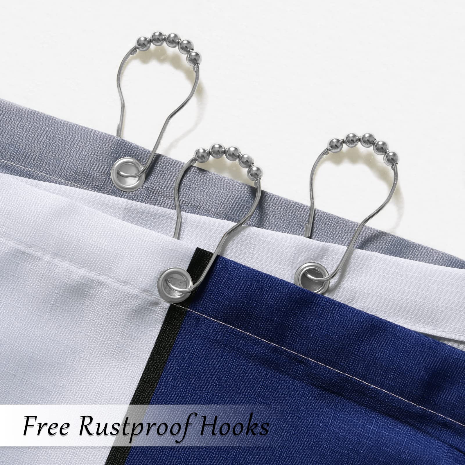 Blue Shower Curtain Set with Hooks Blue and White Morden Shower Curtains for Bathroom Fabric Grey Shower Curtain Abstract Geometric Bath Curtains Decorative Gray Shower Curtain Water Repellent 72x72
