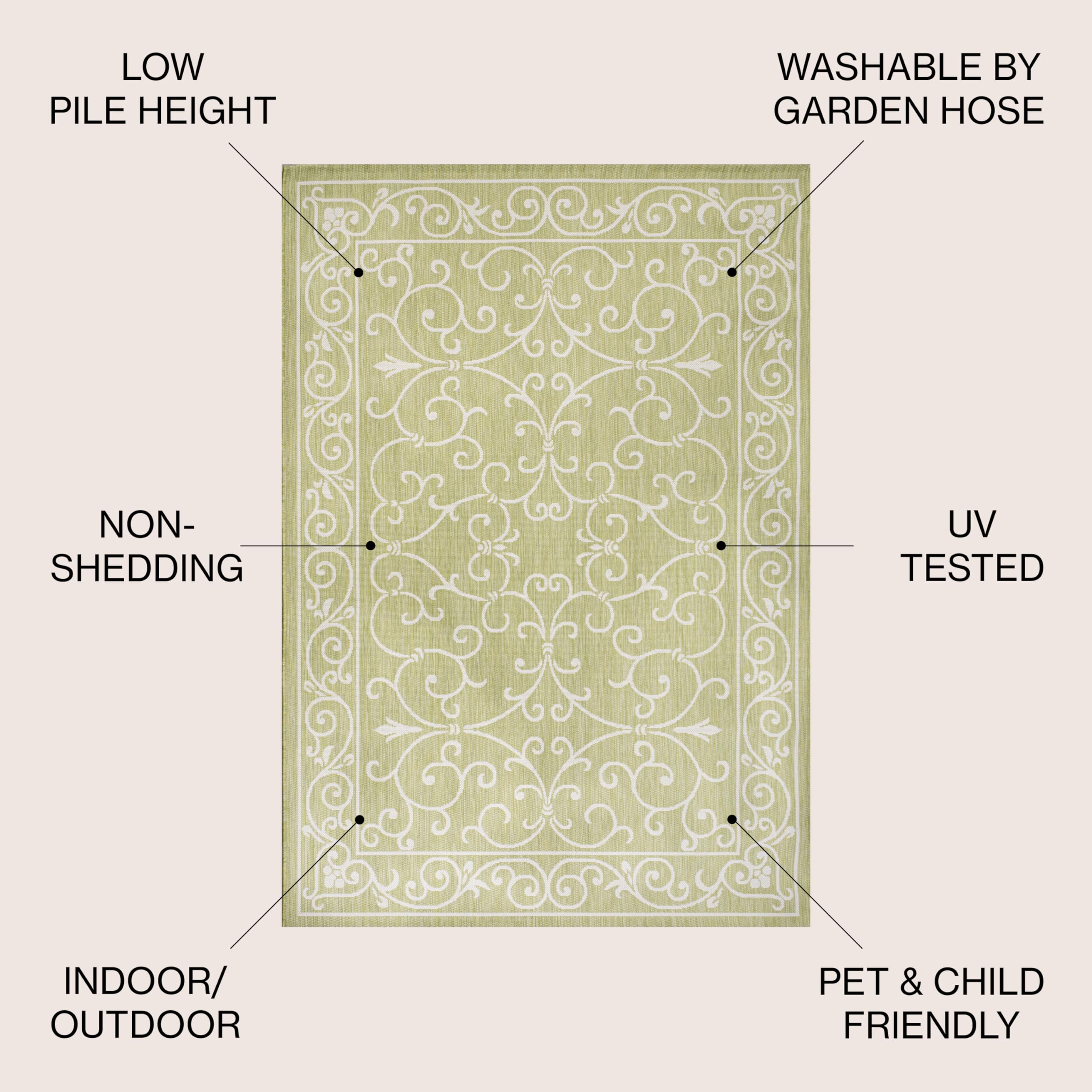 Jonathan Y Smb106H-8 Charleston Vintage Filigree Textured Weave Indoor Outdoor Area Rug, Coastal,Traditional,Transitional Easy C