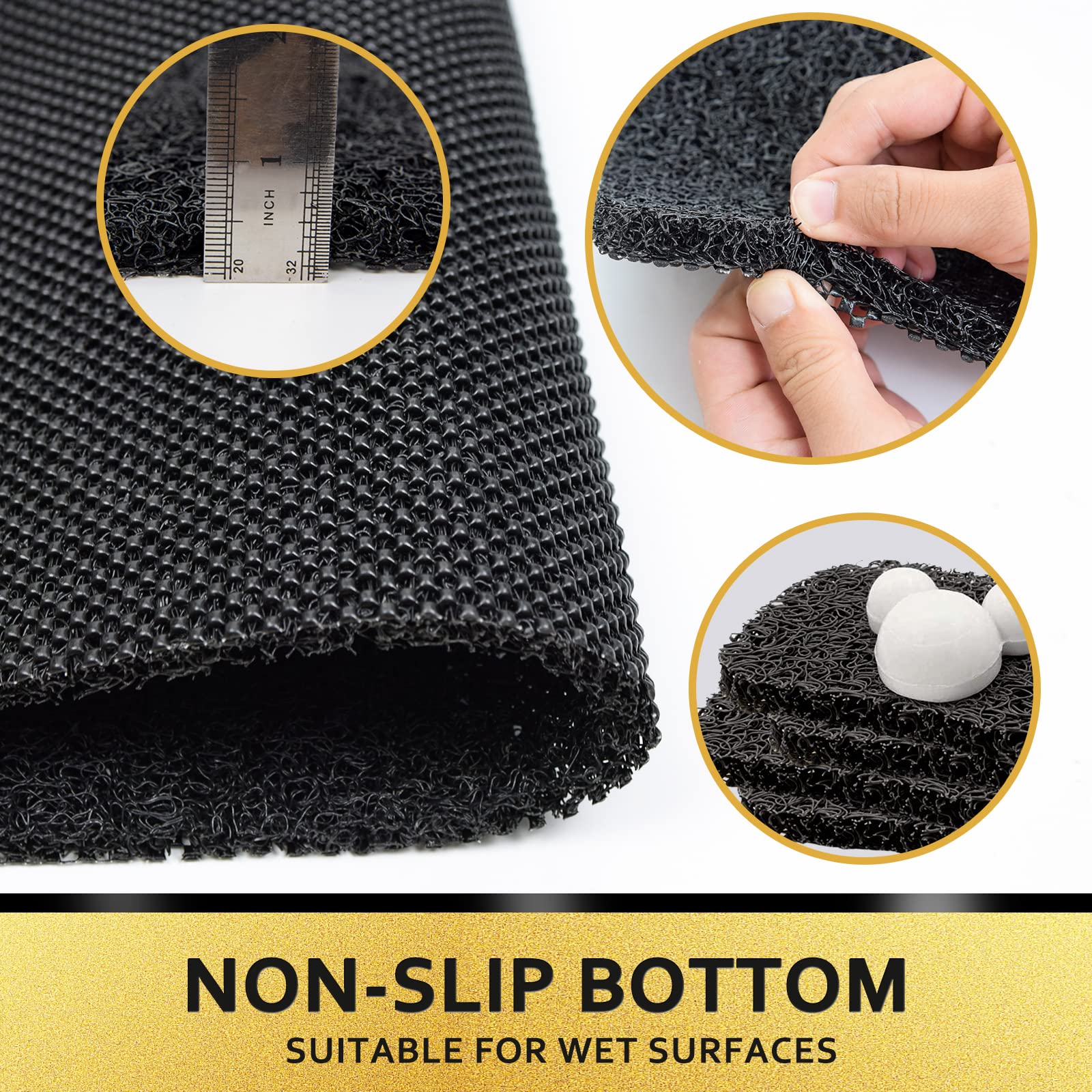 Shower Mat Non Slip Without Suction Cups,24X24 Inch, Pvc Loofah Bath Mat For Textured Tub Surface,Shower,Bathroom, Quick Drying