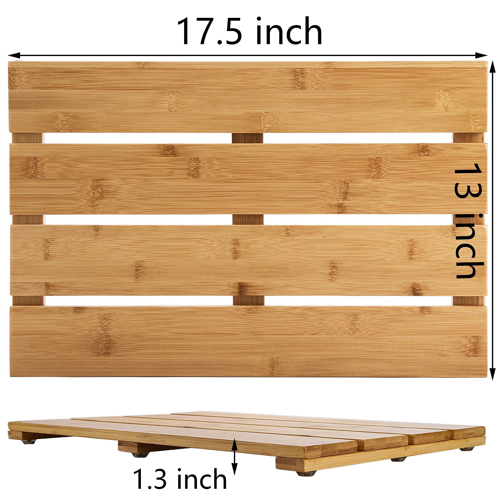 Yarlung Bamboo Bath Mat Wooden Shower Mat, 17.5 X 13 Inches Bathroom Non-Slip Bathtub Mat Waterproof Floor Mat Doormat For Spa R