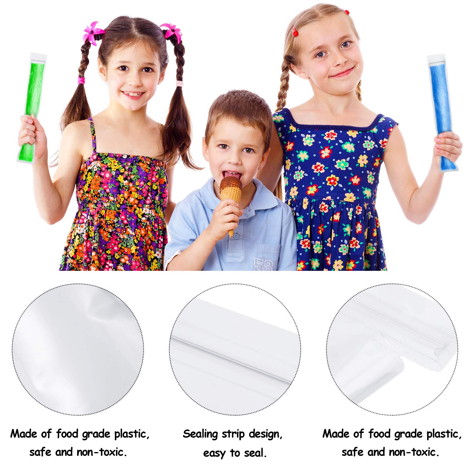 450 Pieces Disposable Ice Mold Bags Mold Bags Homemade Ice Lolly Bags With 3 Funnels Freeze Snacks Freezer Tubes For Healthy Sna