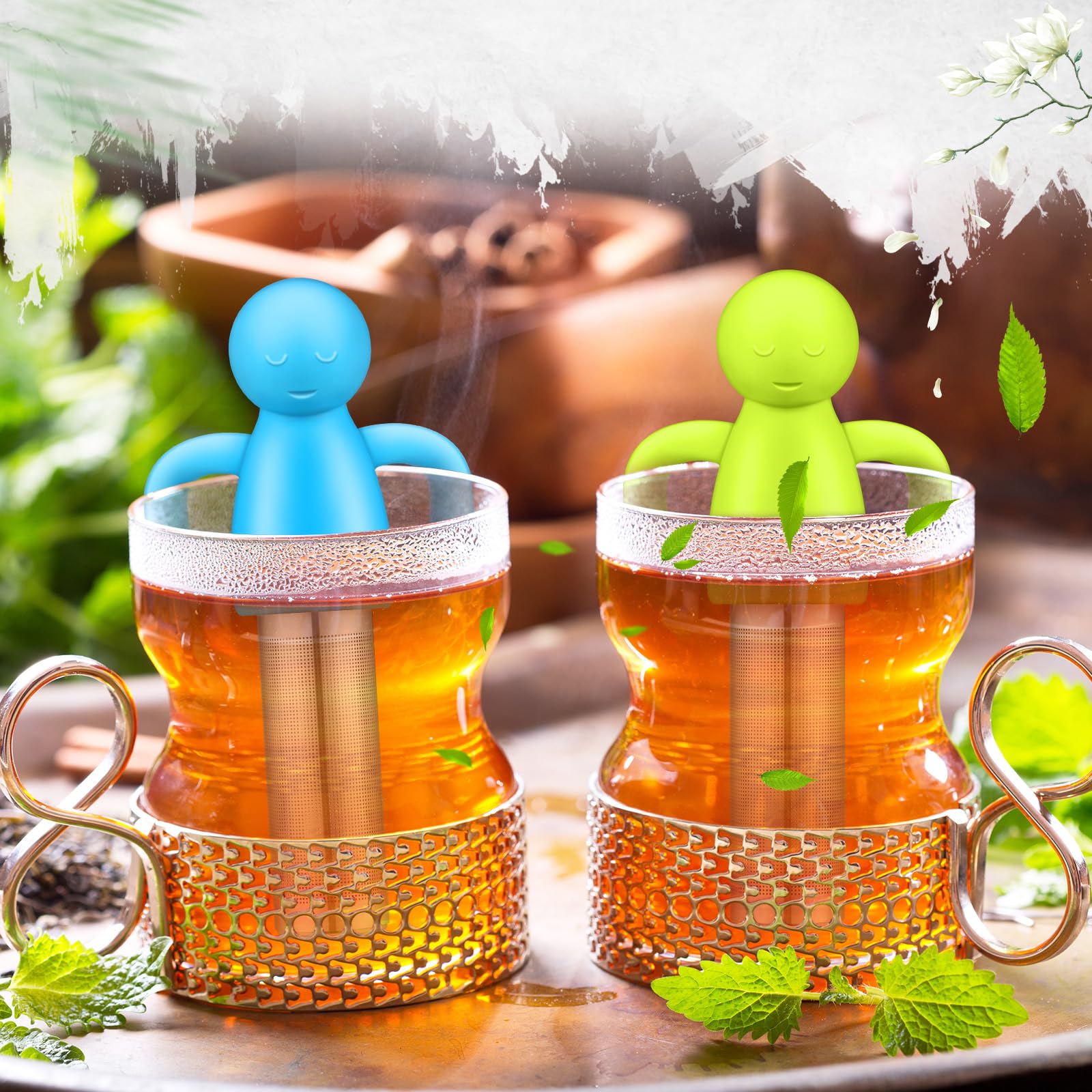 Set Of 6 Silicone Tea Infuser Filter Loose Leaf Tea Steeper Flower Tea Strainer Spoon Stainless Steel Loose Leaf Tea Ball Handle