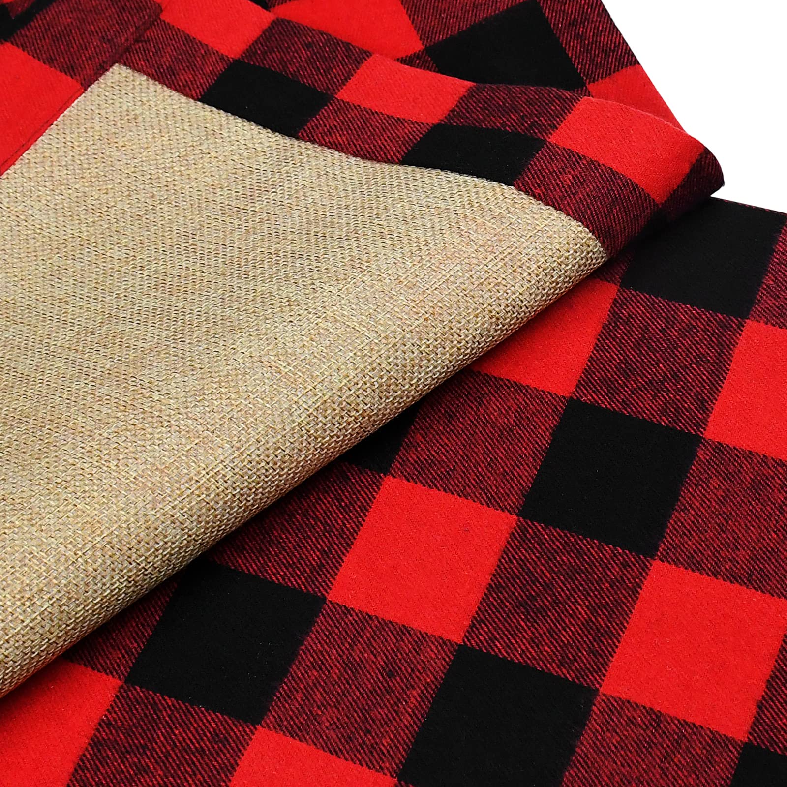 Senneny Set Of 6 Christmas Placemats Buffalo Check Placemats Red Black Plaid Reversible Burlap & Cotton Placemats For Christmas