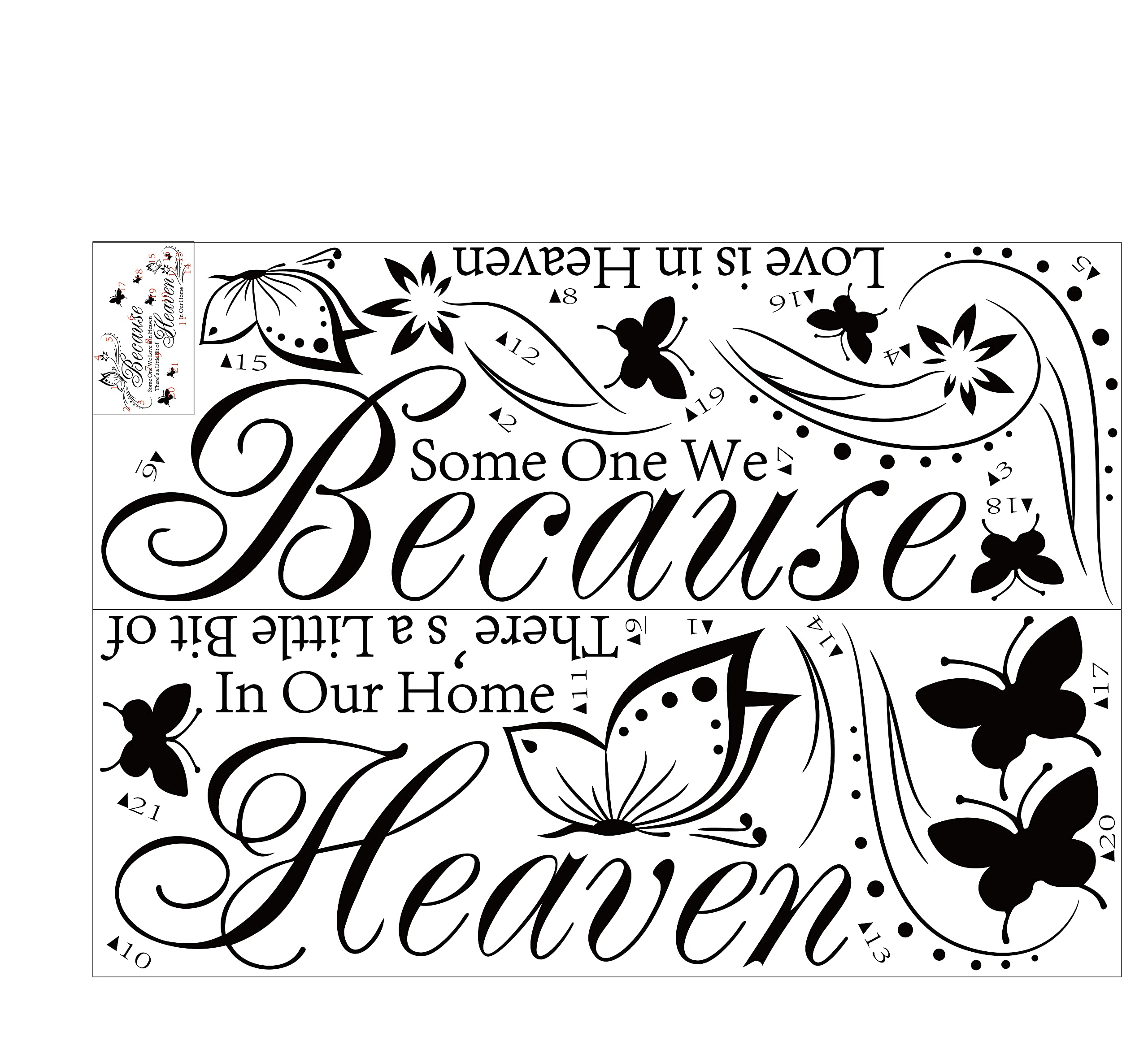 Ufengke ''Heaven In Our Home Wall Stickers Quotes And Sayings Wall Decals Art Decor For Bedroom Living Room