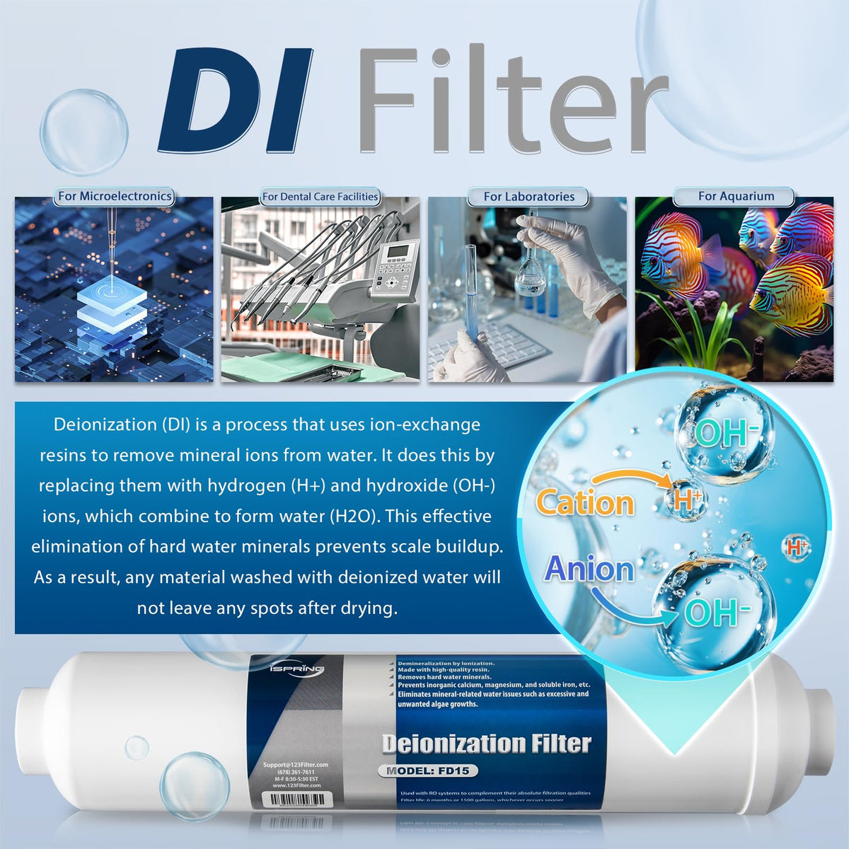 Spring Di Filter Ispring Fd15 Deionization Replacement Filter Fit Ro/Di Water Filter Sy ...