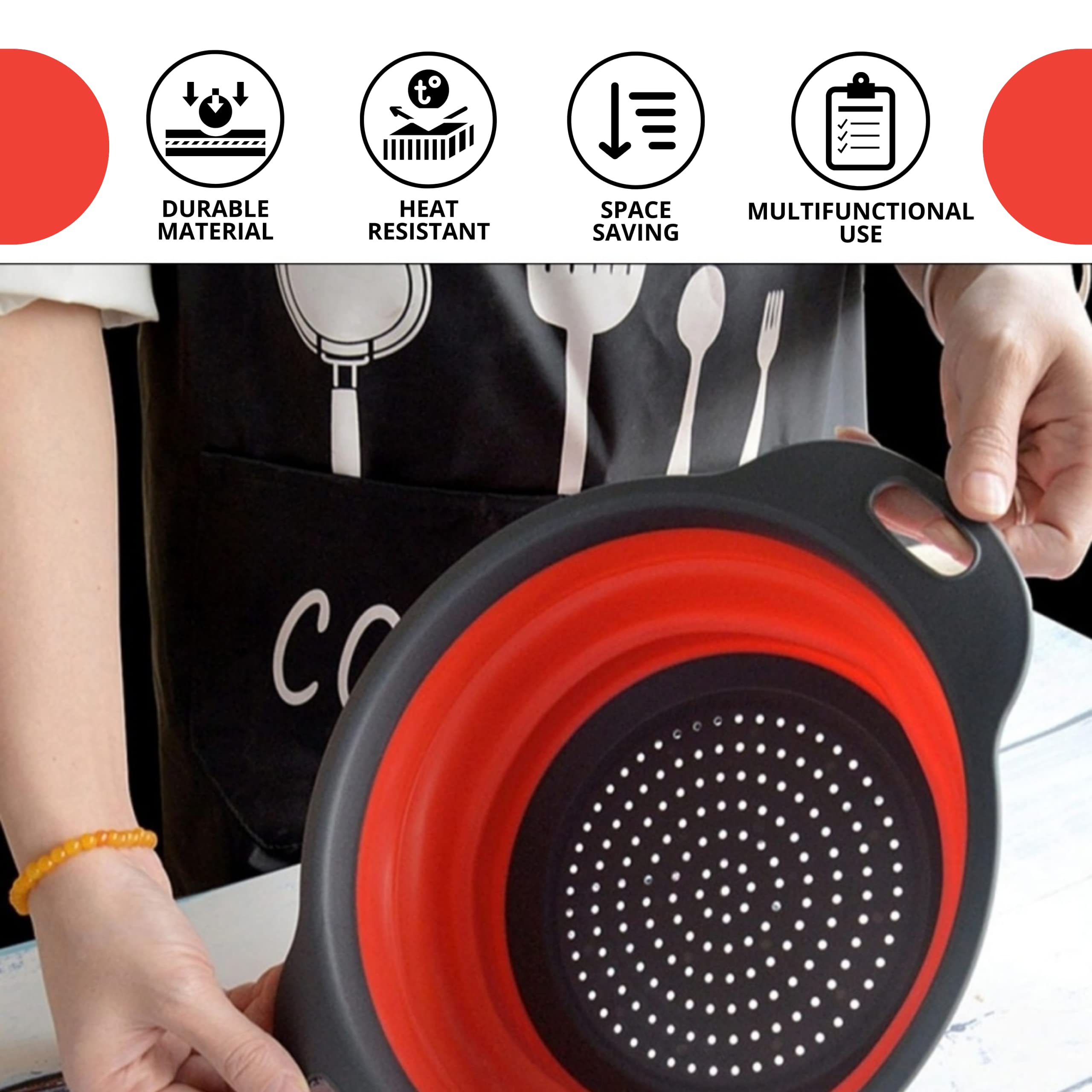 Round Collapsible Colander With Plastic Handles Round Silicone Kitchen Strainers Foldable Kitchen Strainer Perfect For Draining