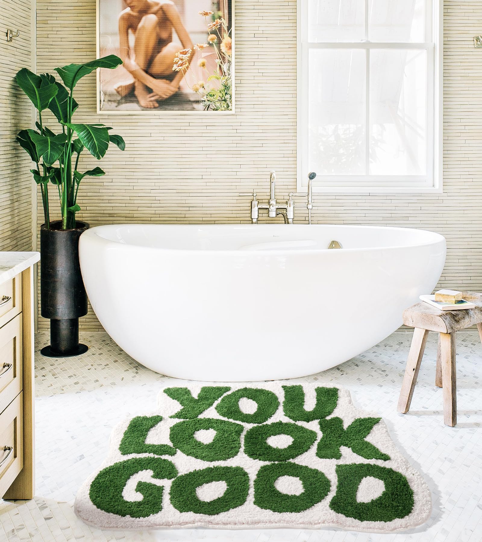 Dyefury ?????????? ????'' ??????'' You Look Good Bath Mat Green Cute Cool Bathroom Rug Fun Bathroom Mats Funny Funky Bathroom De