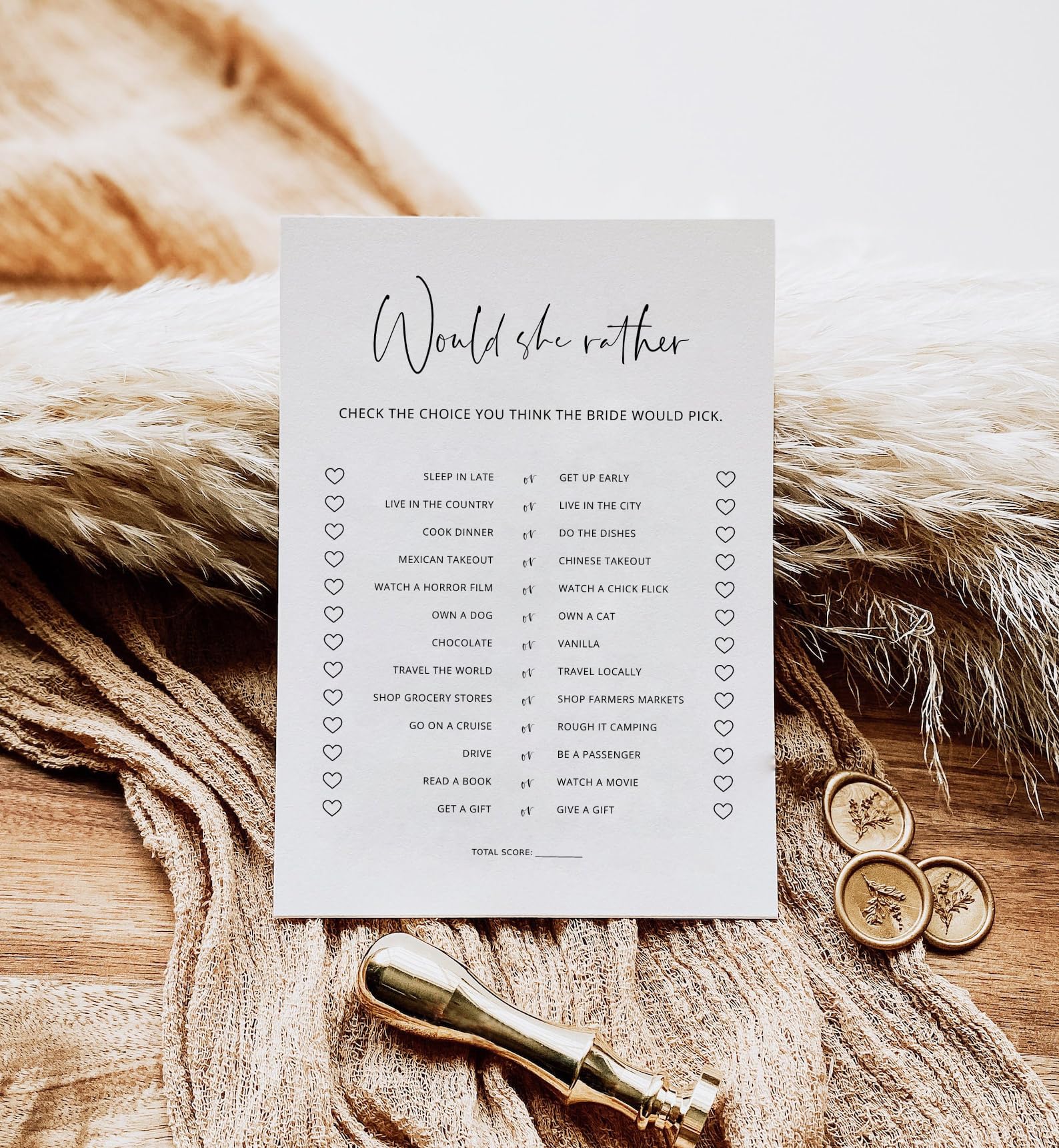 Gardencity Bridal Shower Games, Would She Rather Bridal Shower Game For 50 Guests, Minimalist