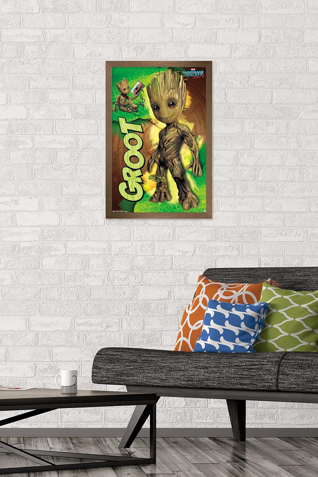 Trends International Marvel Cinematic Universe - Guardians Of The Galaxy 2 - Groot Wall Poster, 14.725'' X 22.375'', Bronze Fram