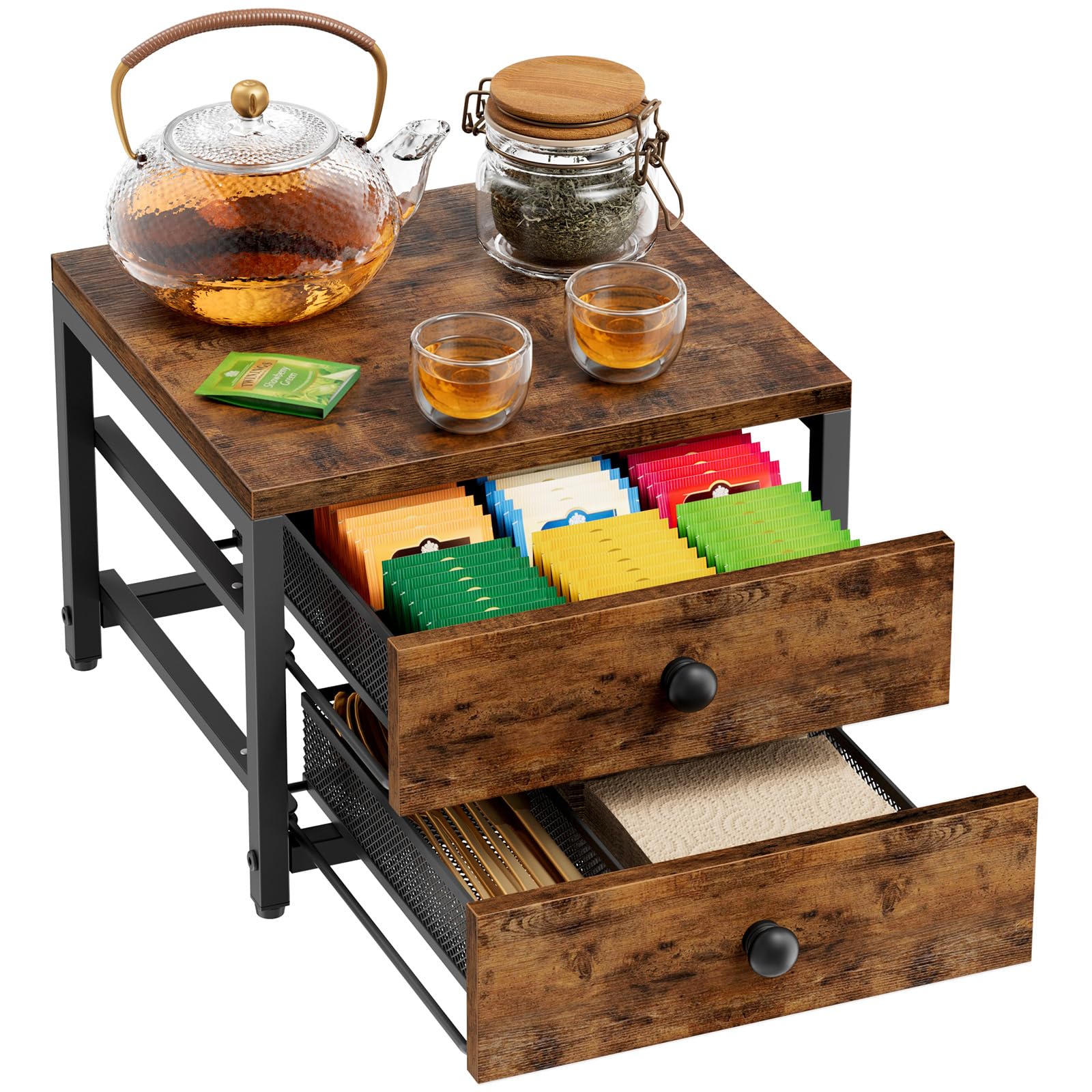 Plaviya Tea Bag Organizer and Storage with 2 Drawers for Countertop