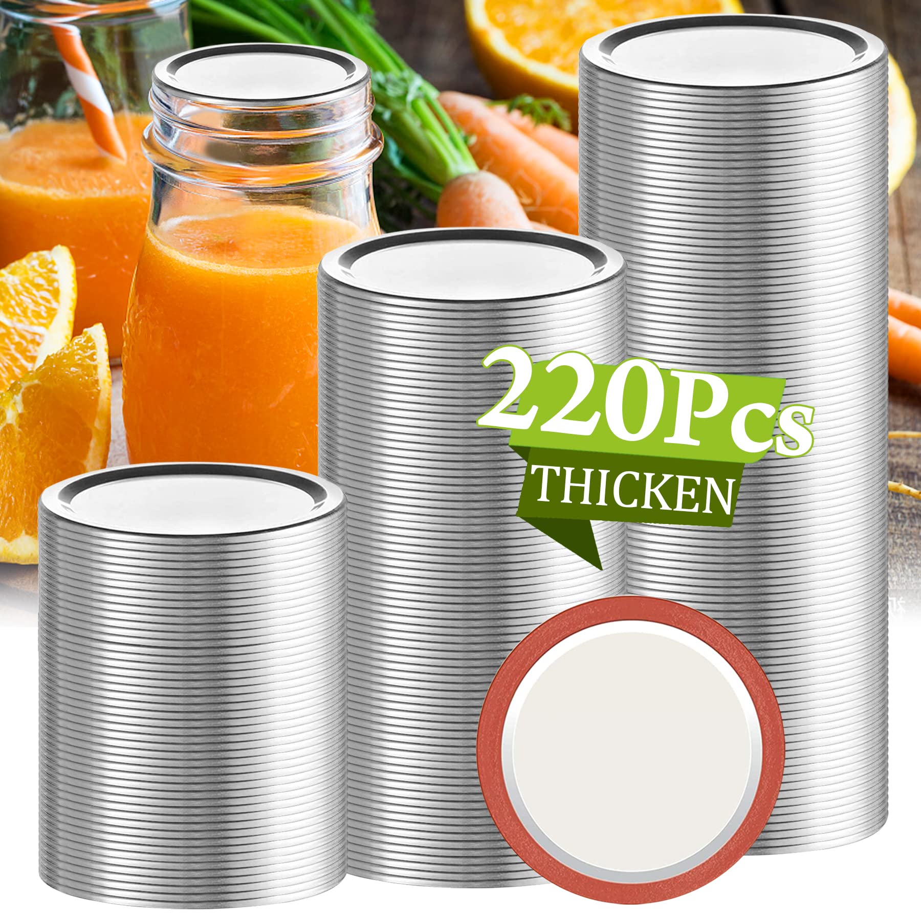 Canning Lids Regular Mouth 220 Pcs Split-Type Lids For Mason Jar Lids Regular Mouth Bulk Canning Jar Lids For Canning Food Jam F