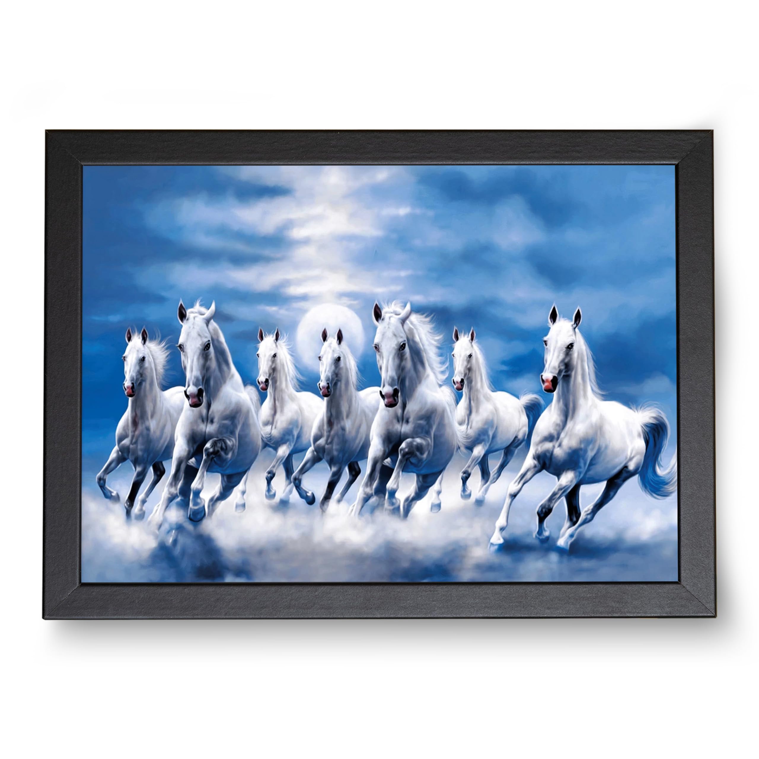 Rousrie 7 Horses Vastu Frame Painting For Bedroom, Living Room Home Dcor Horse Running Wall Decoration, House Warming Gifts For 