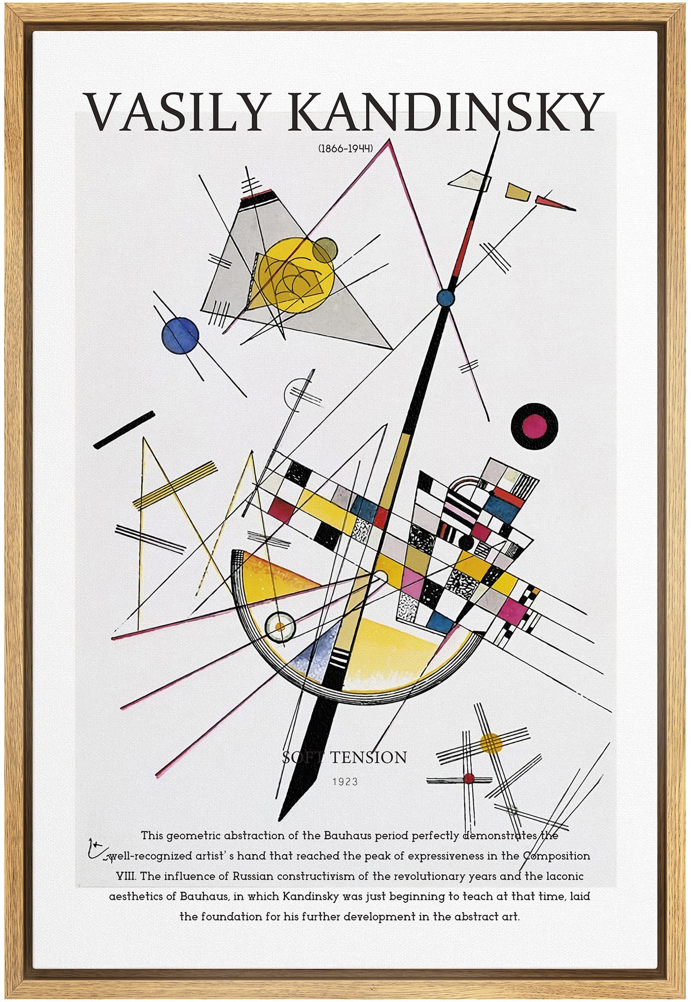 Signleader Framed Canvas Print Wall Art Kandinsky Geometric Polygons Block Abstract Shapes Illustrations Fine Art Contemporary R