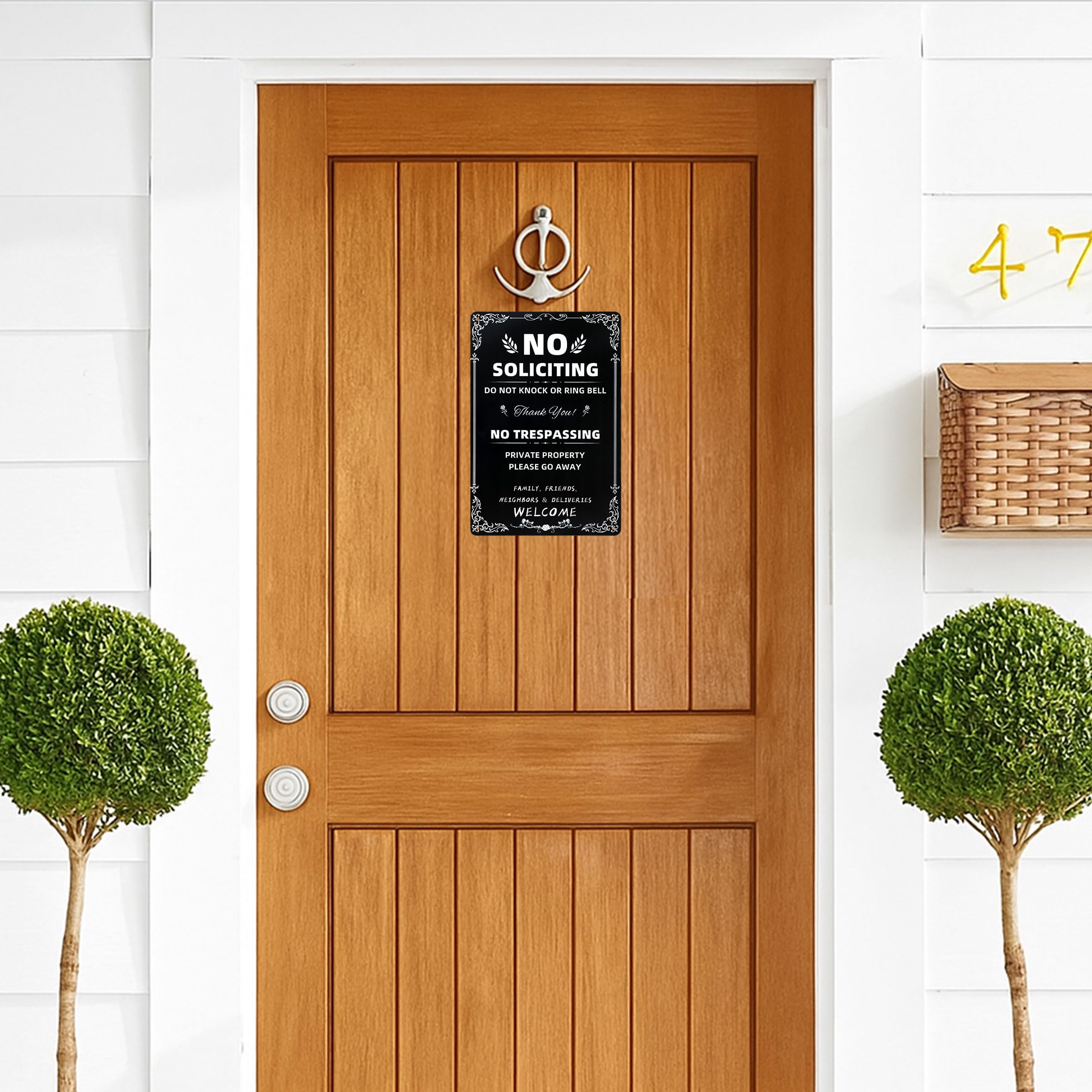 Daily Decorative Signs No Soliciting Chic Metal Signs for Outdoor Yard Signs or Indoor-NO SOLICITING DO NOT KNOCK OR RING BELL-N
