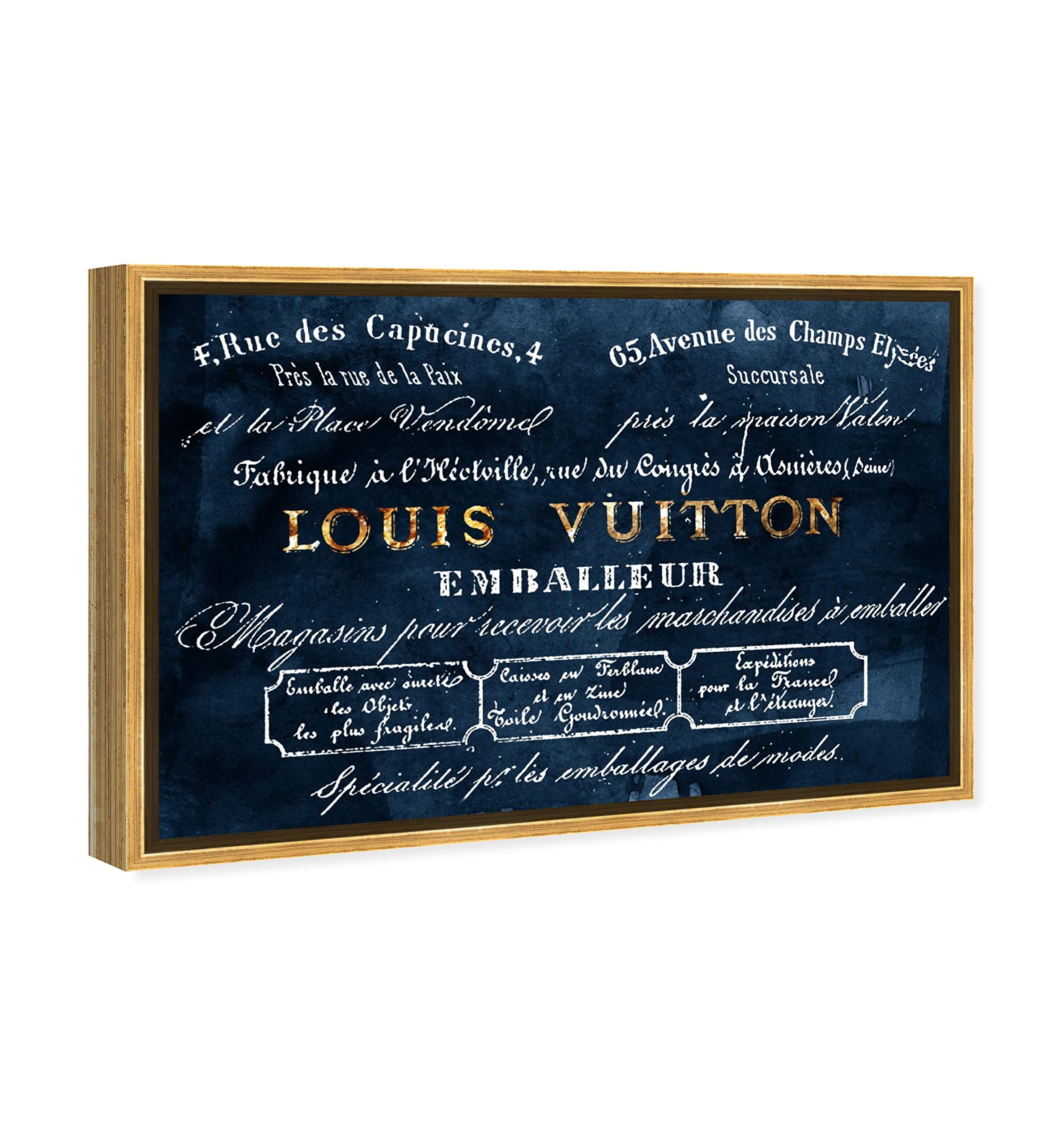 The Oliver Gal Artist Co. Fashion And Glam Framed Wall Art Canvas Prints 'Emballeur Navy' Road Signs Home D  Cor, 36 In X 24 In,