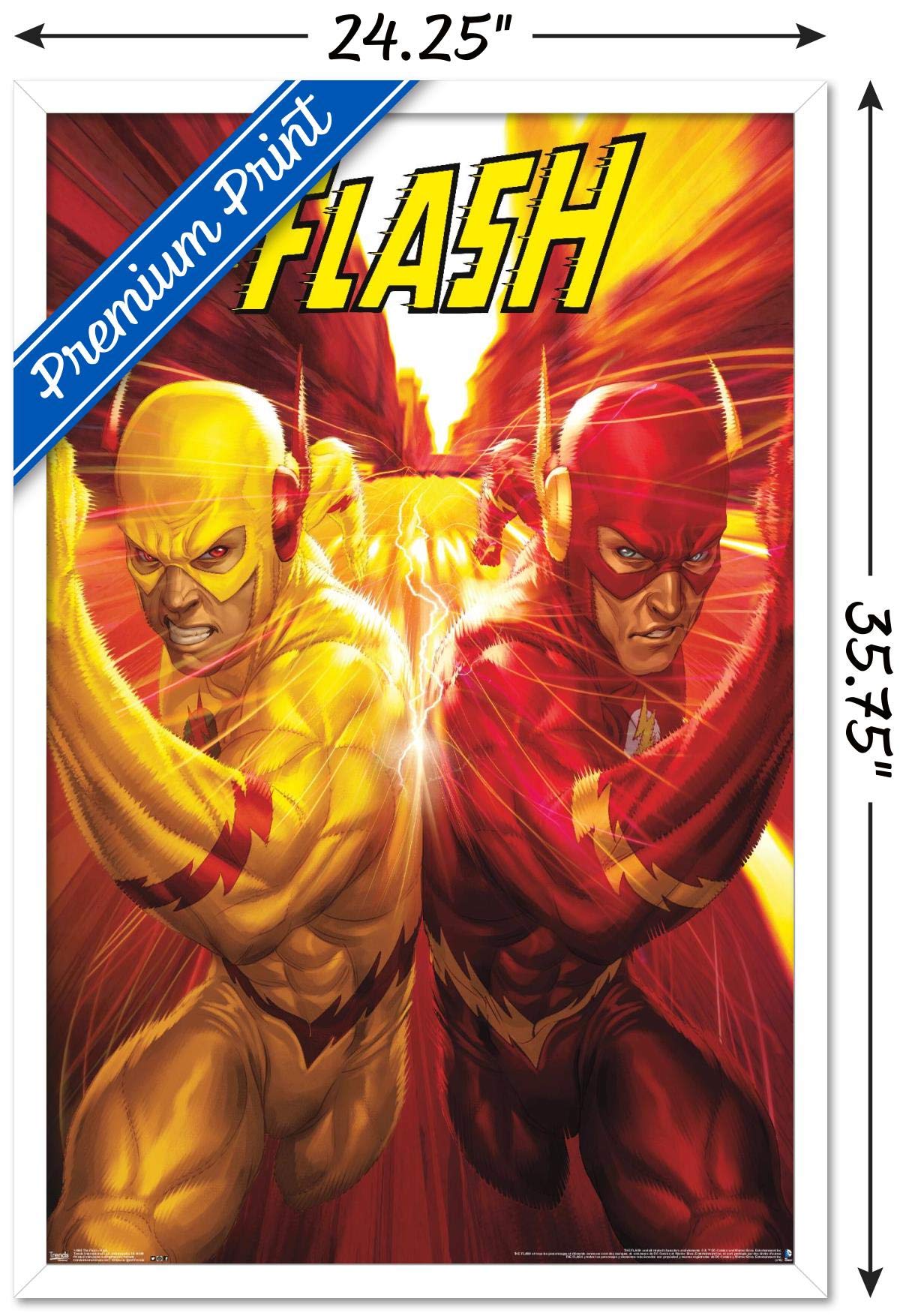 Trends International Dc Comics - The Flash And The Reverse Flash - Race Wall Poster, 22.375'' X 34'', White Framed Version