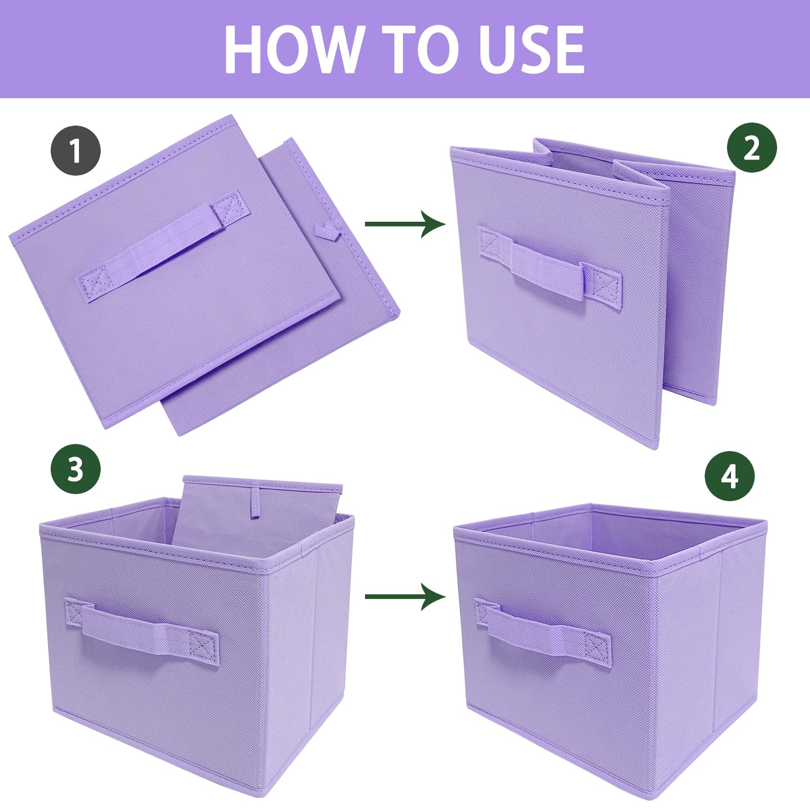 Ebigic Purple Storage Bins [3 Pack] 9.0''X7.5''X7.5'',Mini Storage Box Fabirc Foldable Closet Toy Organizer Collapsible Cloth
