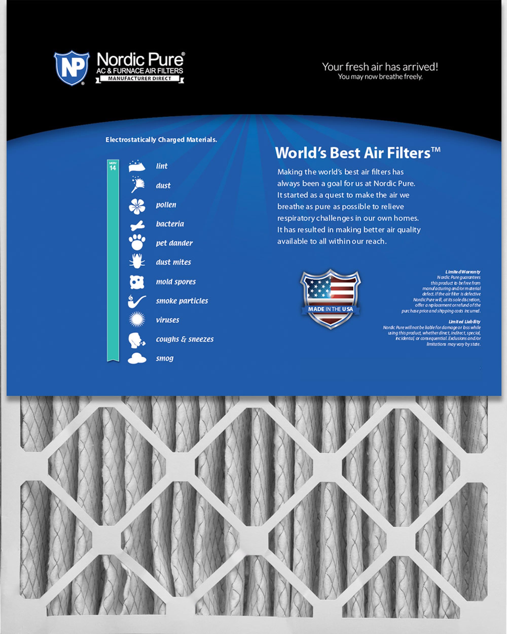 Nordic Pure 20X20X5 Merv 14 Honeywelllennox Replacement Ac Furnace Air Filter 2 Pack