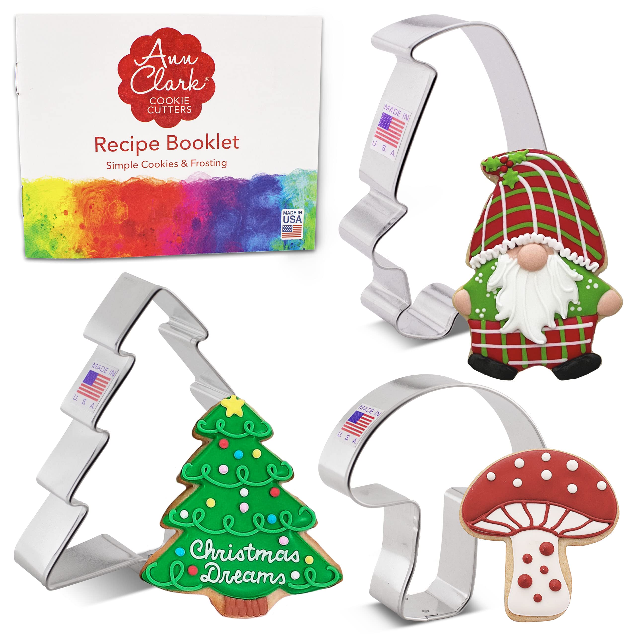 Gnome Enchanted Woodland 3-Pc. Cookie Cutter Set Made In Usa By Ann Clark, Gnome, Mushroom, Tree
