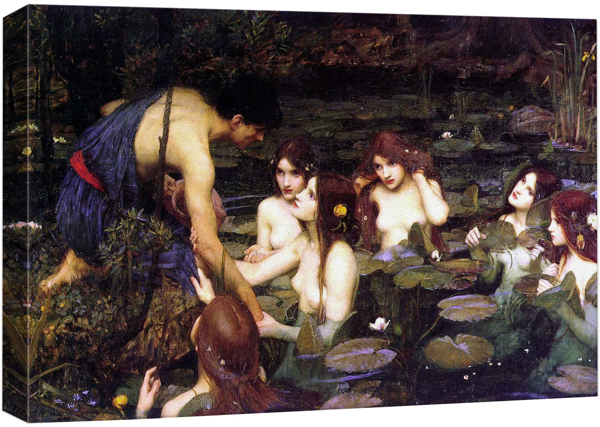Hylas And The Nymphs (1896) By John William Waterhouse - Canvas Print Wall Art Famous Painting Reproduction - 24'' X 36''