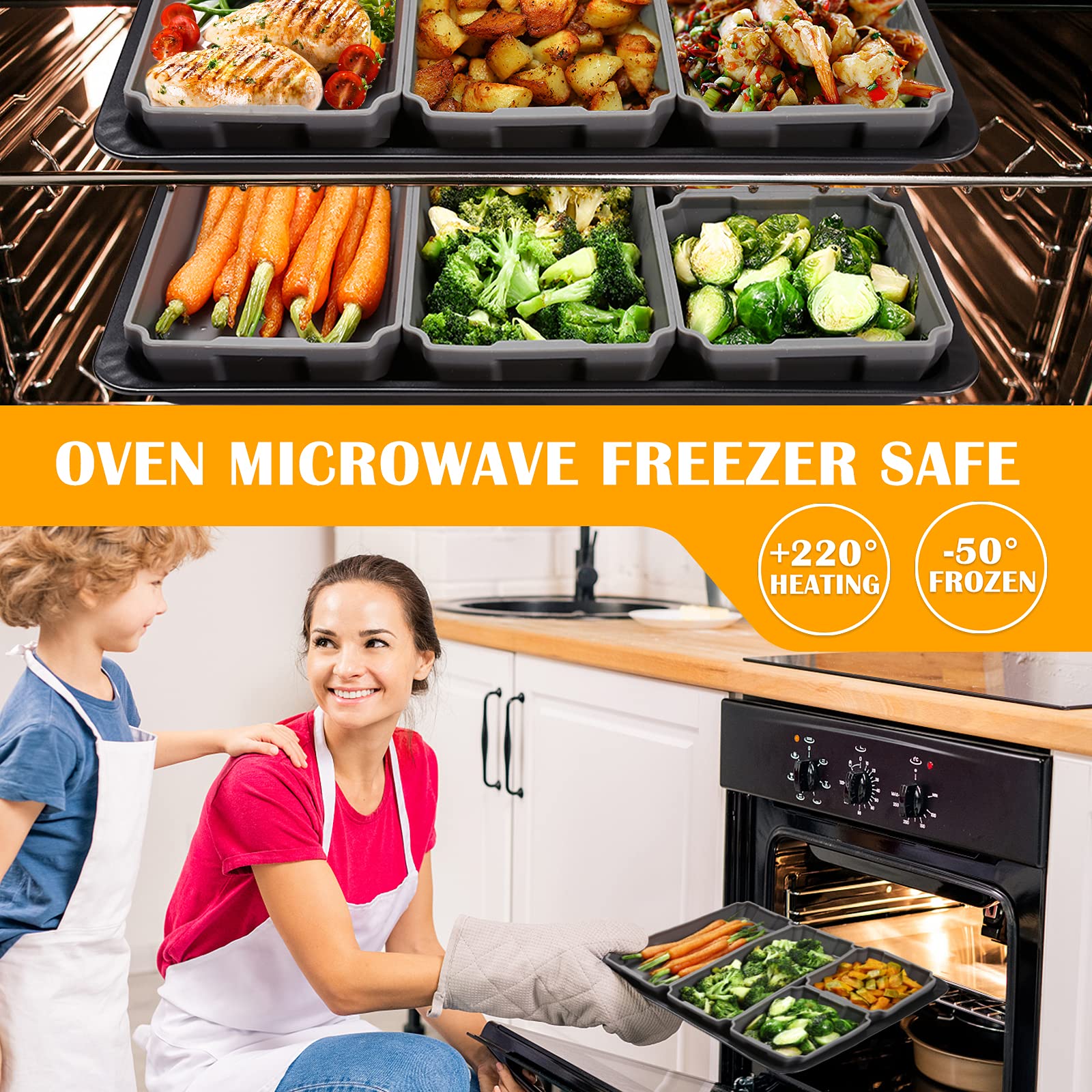 Silicone Sheet Pan Set, Xomoo Extra Large Size 4Pcs Nonstick Silicone Dividers For Baking Trays, Baking Pan Dividers, Baking Coo