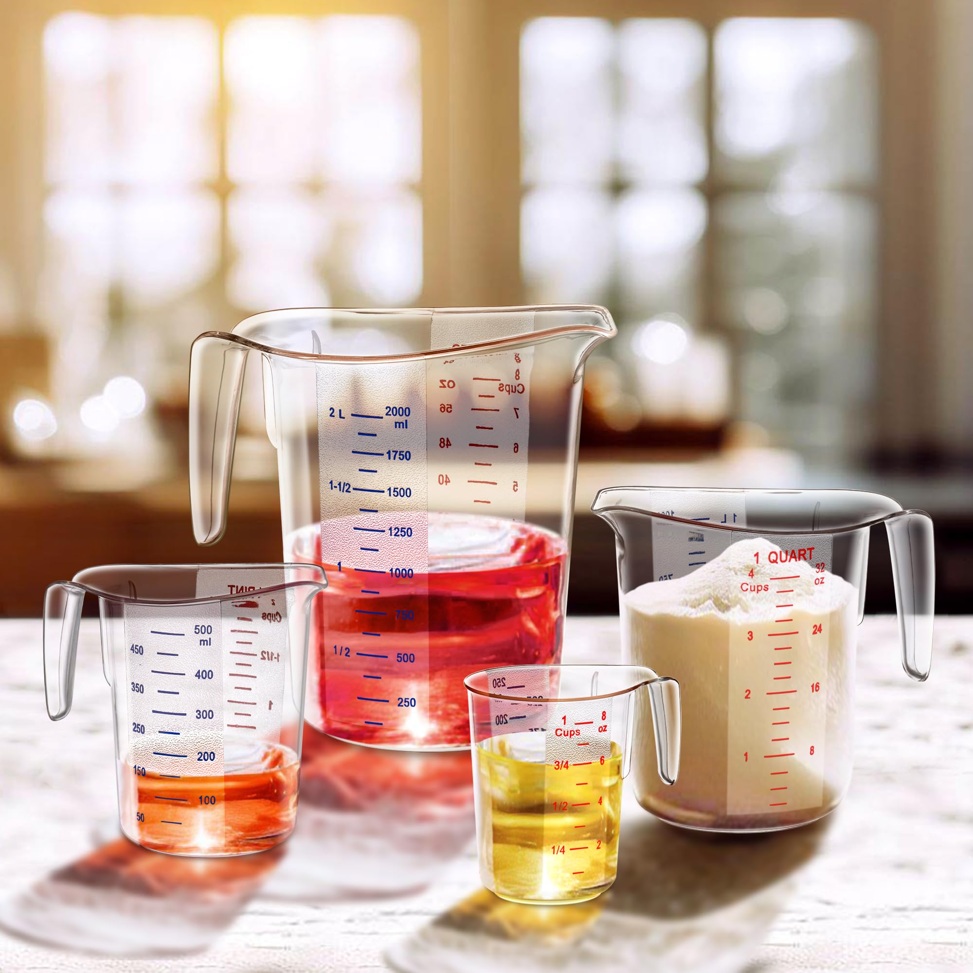 Amazing Abby - Melissa - Unbreakable Plastic Measuring Cups (4-Piece Set), Food-Grade Measuring Jugs, 1/2/4/8-Cup Capacity, Stac