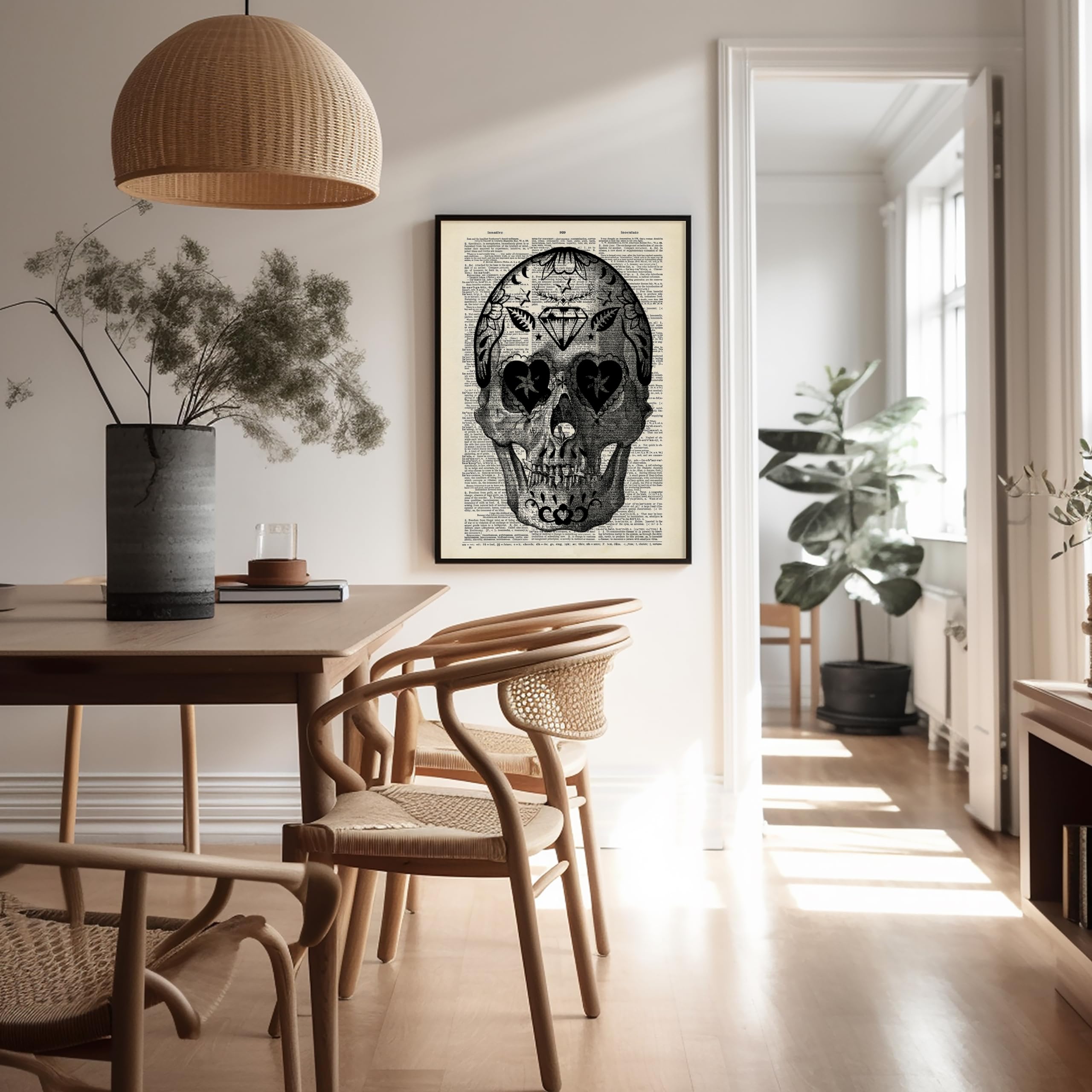 Poster Master Dictionary Art Poster - Retro Sugar Skull Print - Tattoo Art - Day Of The Dead Art - Gift For Men, Women - Cool Go