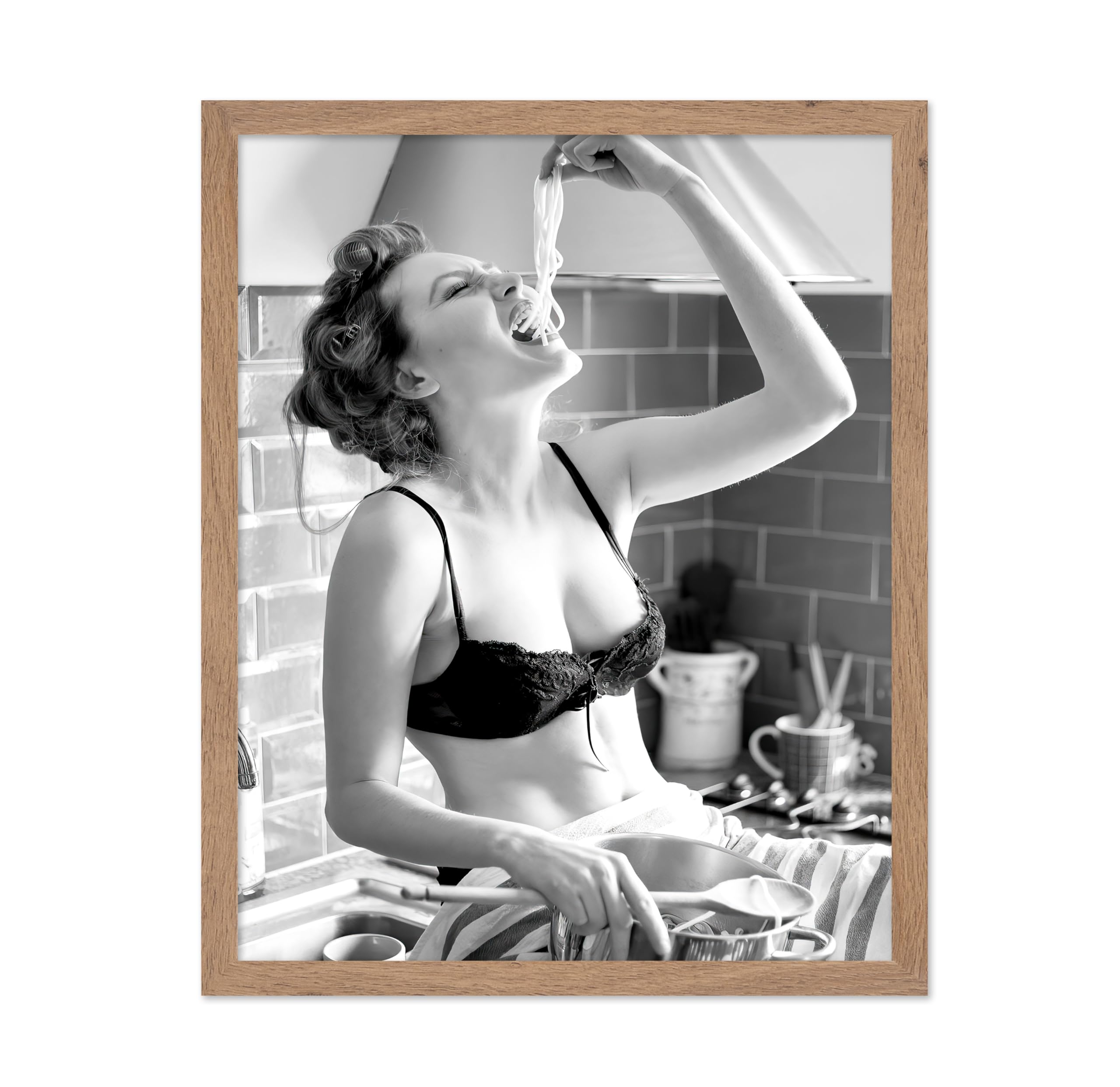 Poster Master Classic Photograph Poster - Vintage Fashion Print - Gift for Artist, Friend - Eat The Pasta, Spaghetti Girl, Sexy 