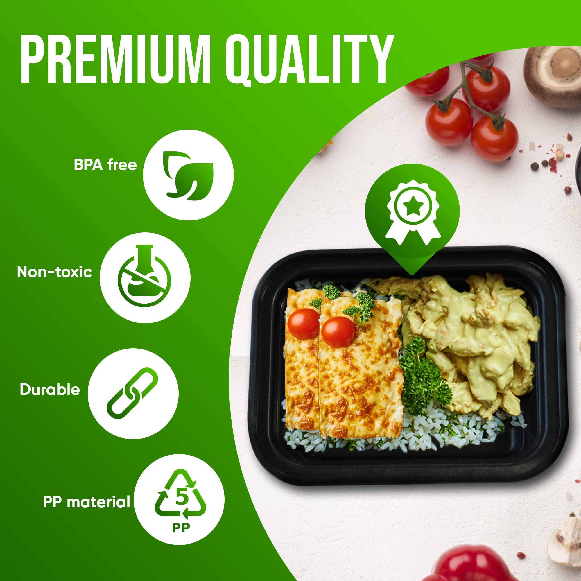 Fonteme Single Compartment Meal Prep - 25 Pack - Small - 12Oz - Container With Airtight Lid - Freezer, Microwave & Dishwasher Sa