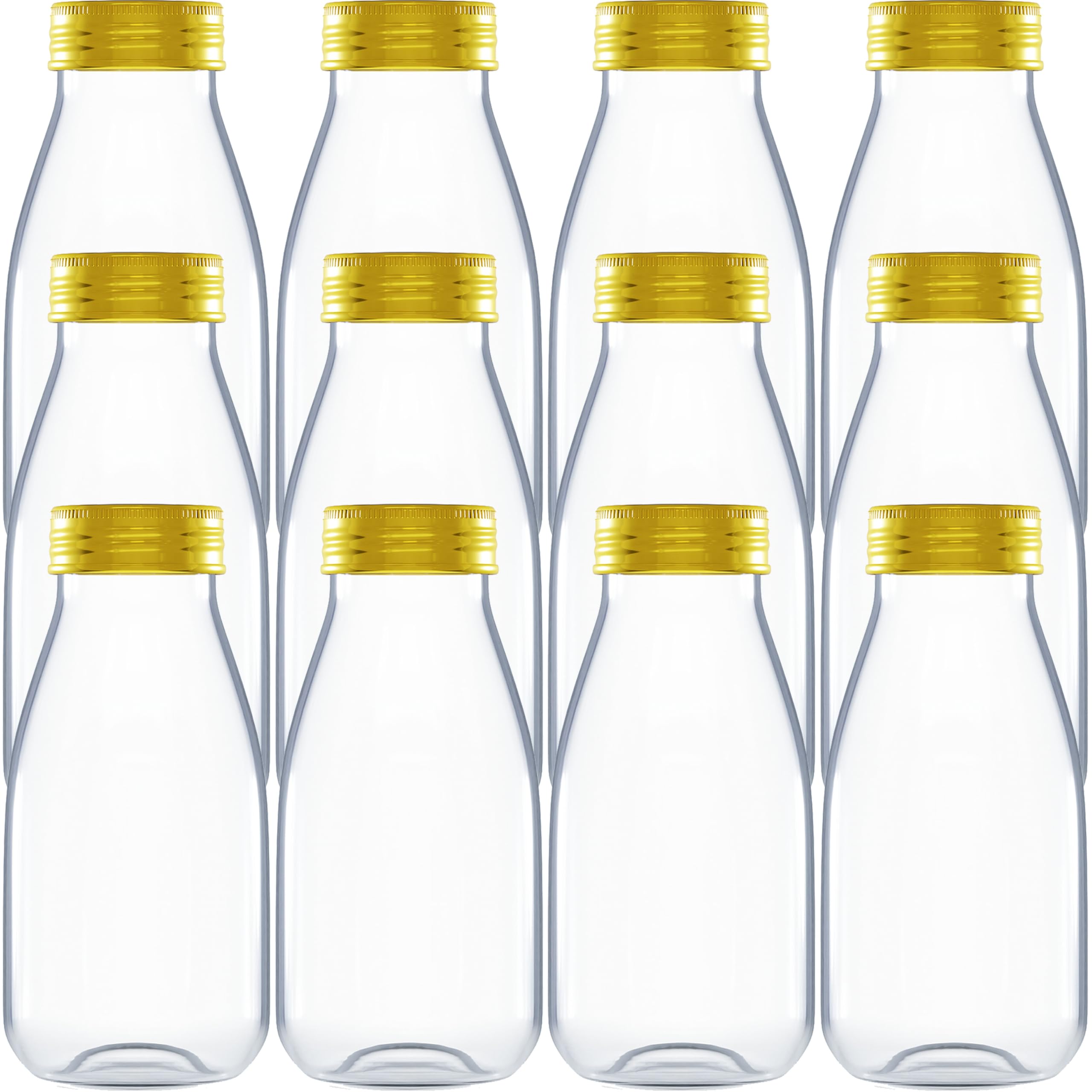 Ethisa 12 Pack 4oz Small Plastic Bottles for Liquids - BPA-Free Mini Ginger Shot Bottles with Aluminum Lids, Leak-Proof & Freeze