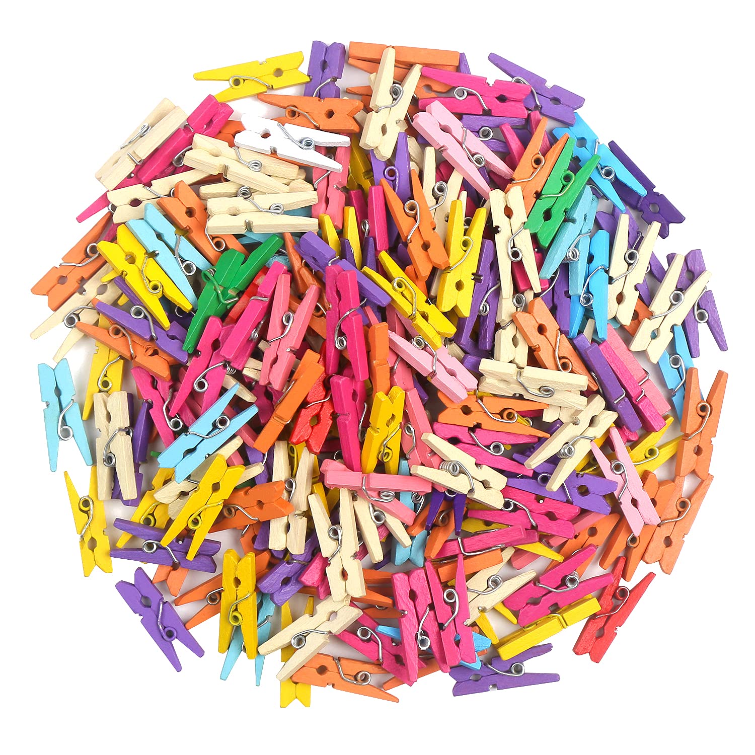 Kimober 100Pcs Wooden Clothespins,Mixed Colored Craft Peg Pins Clips For Photos Pictures Paper Crafts,2.36Inch