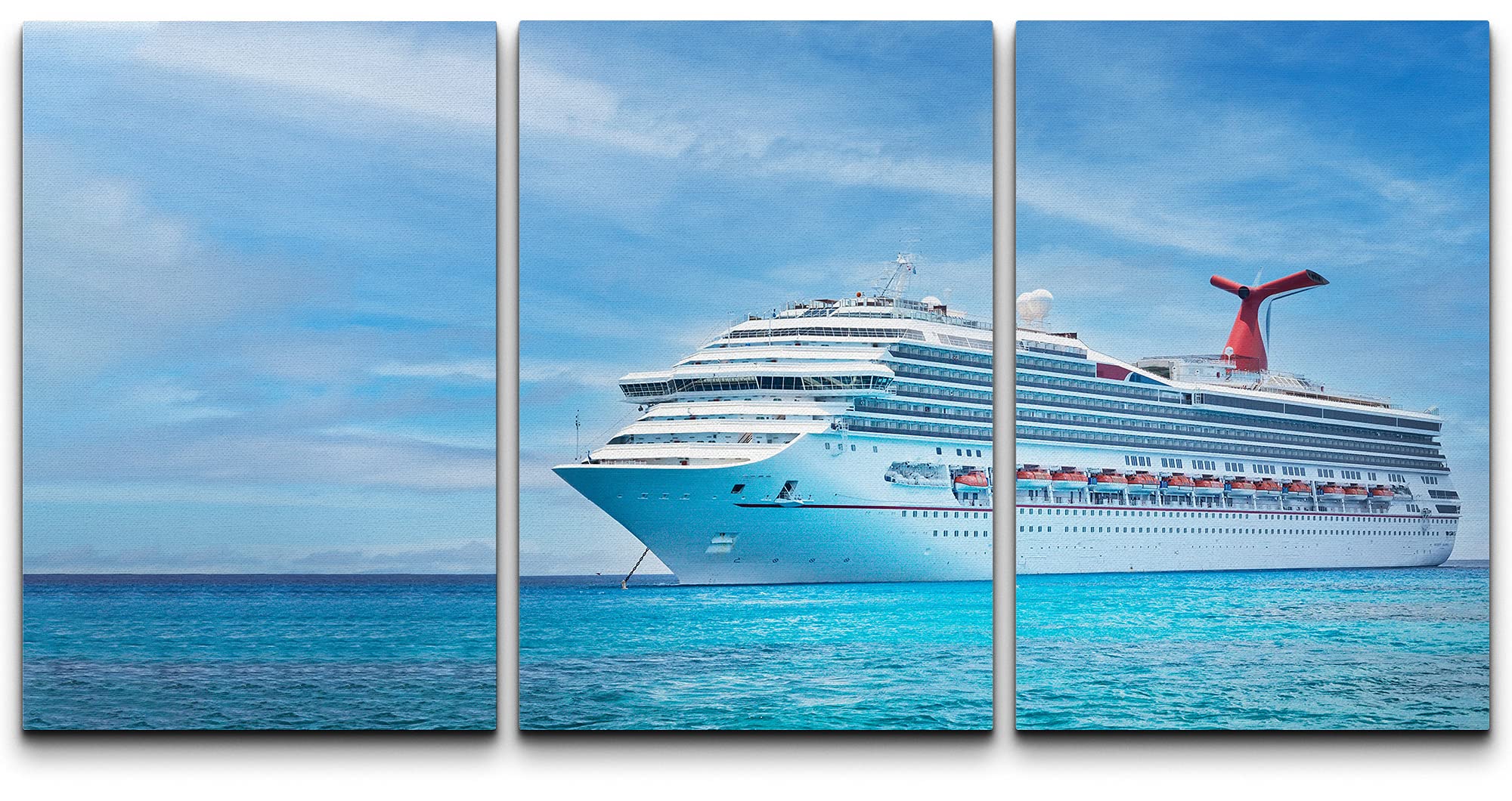 Wall26 Canvas Print Wall Art Set White Cruiseship In Blue Seascape Nature Ocean Photography Realism Nautical Scenic Colorful Mul