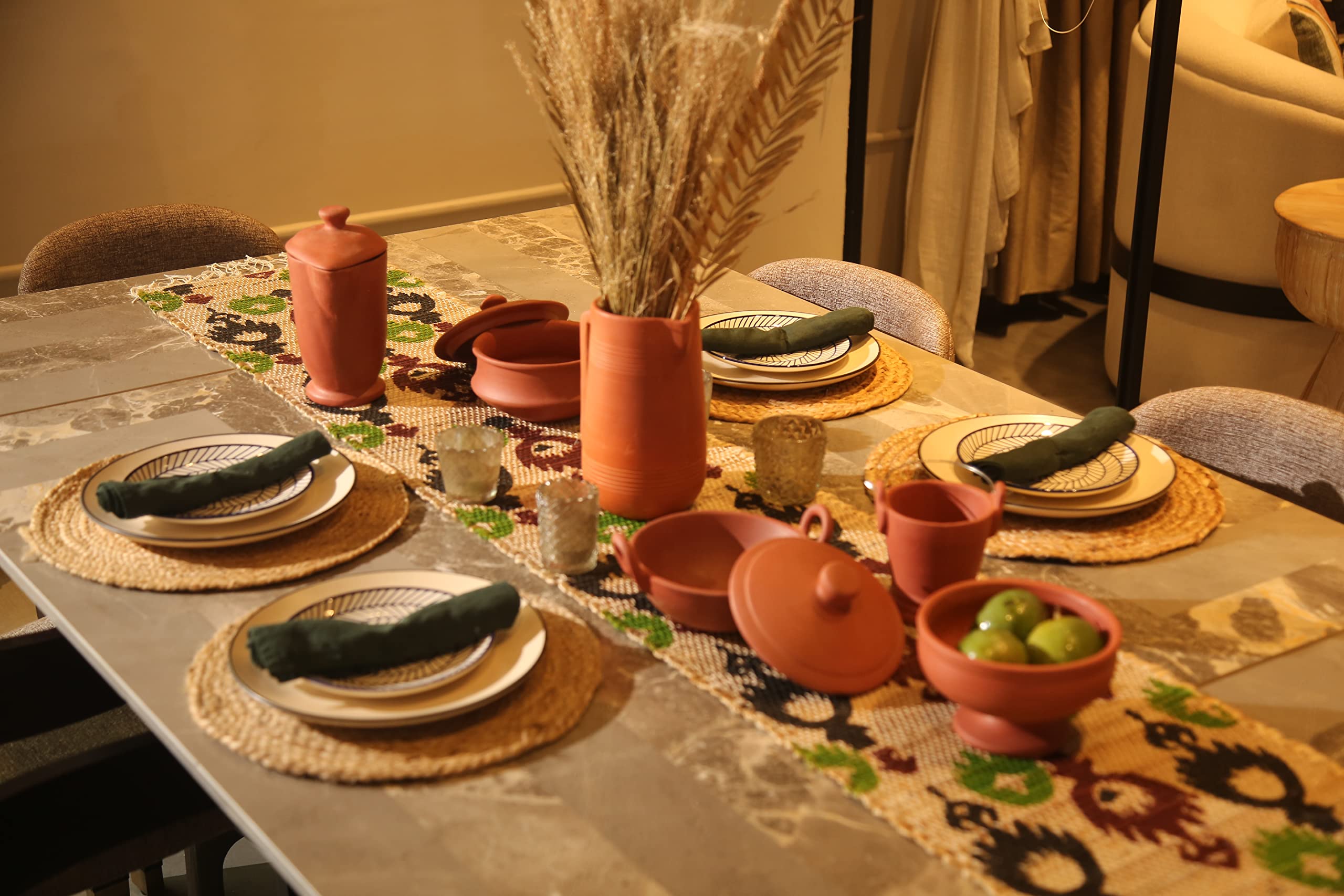 The Home Talk Rustic Round Tablemat Hand-Made Mats For Parties, Dining Table, Coasters Decorative Placemats Jute Natural Fibers,